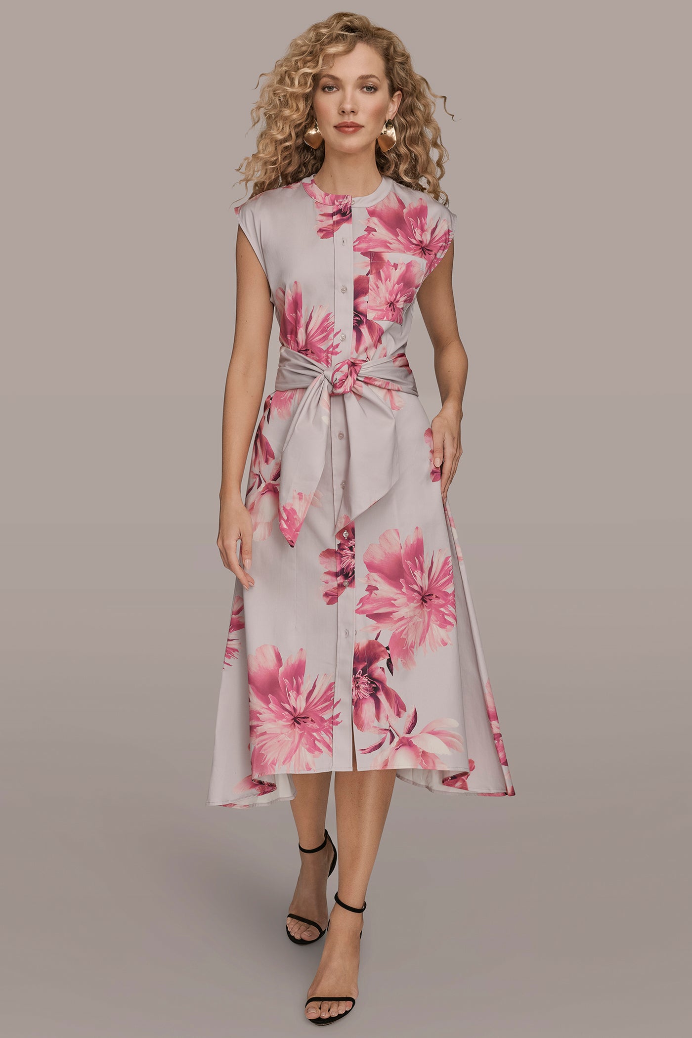 PRINT CAP SLEEVE DRESS WITH WIDE TIE WAIST | View 1 | Dresses & Jumpsuits PRINT CAP SLEEVE DRESS WITH WIDE TIE WAIST | View 1 | Dresses & Jumpsuits