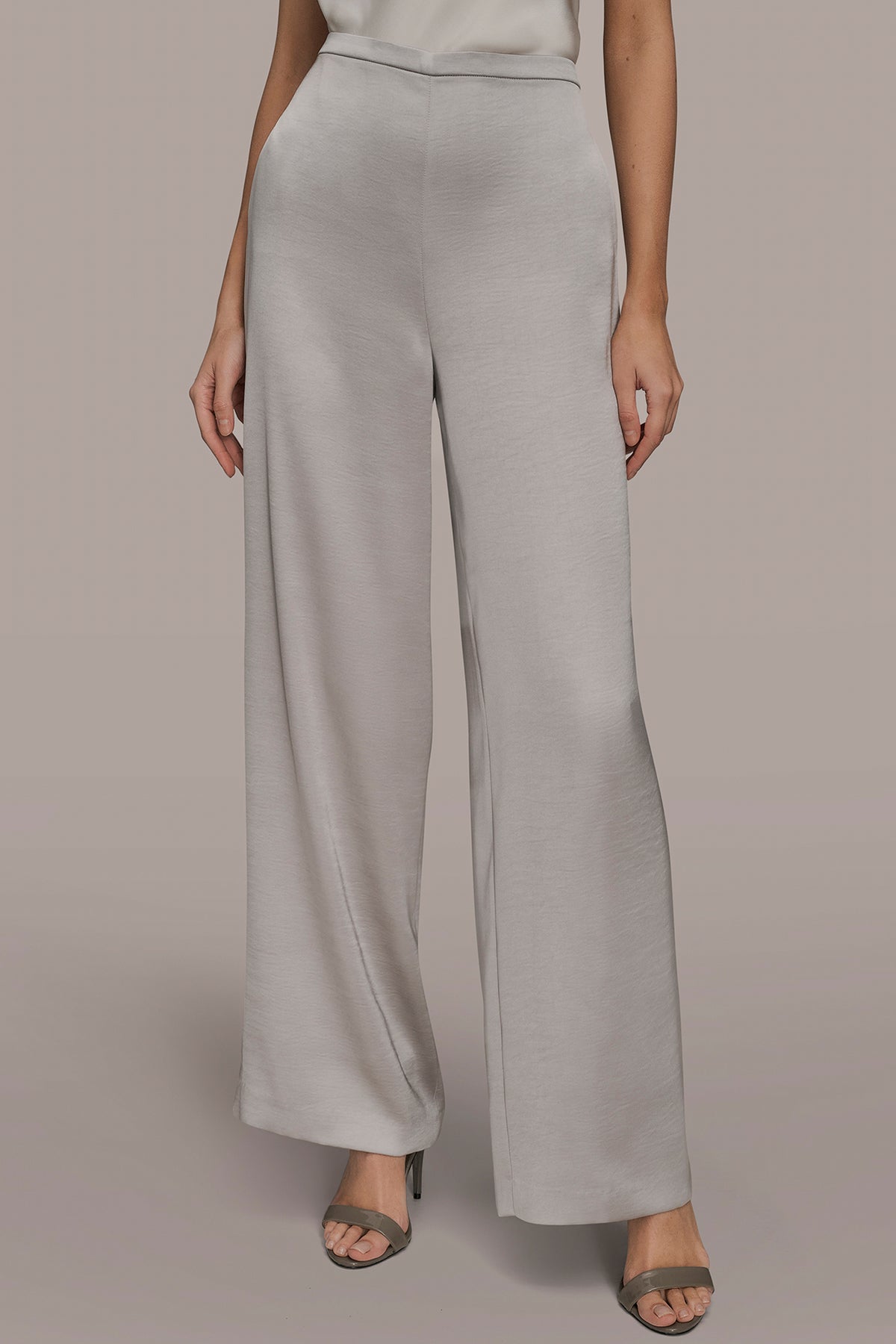 Extra High Rise Satin Pull On Pant | Trouser | Donna Karan display picture 1