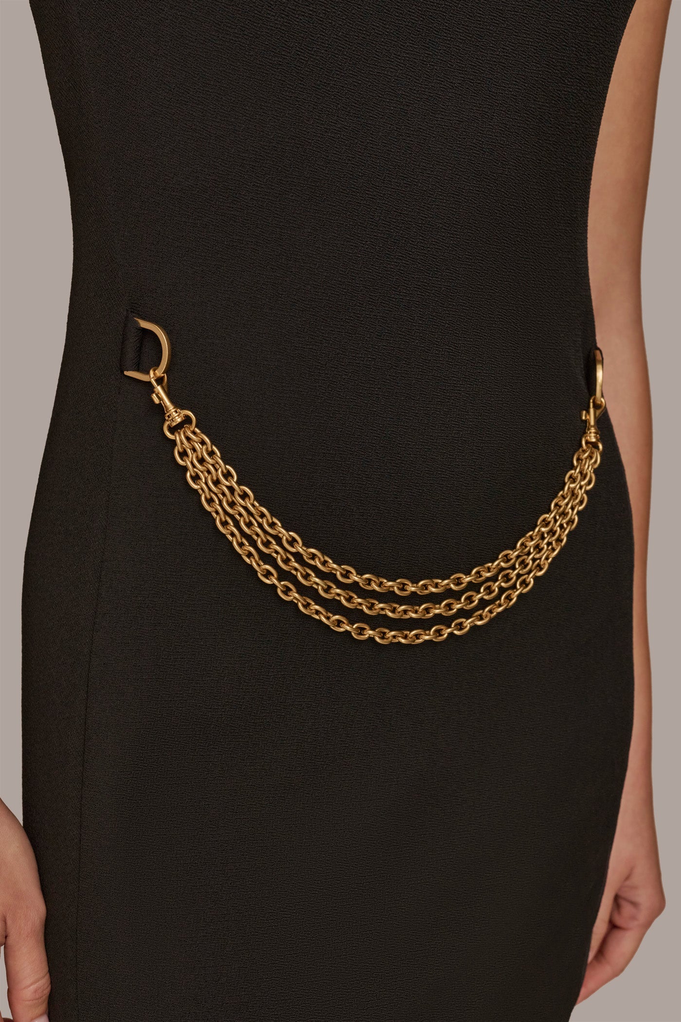 PLEATED SHOULDER DRESS WITH CHAIN BELT VIEW 7 | Sale Dresses and Jumpsuits PLEATED SHOULDER DRESS WITH CHAIN BELT VIEW 7 | Sale Dresses and Jumpsuits