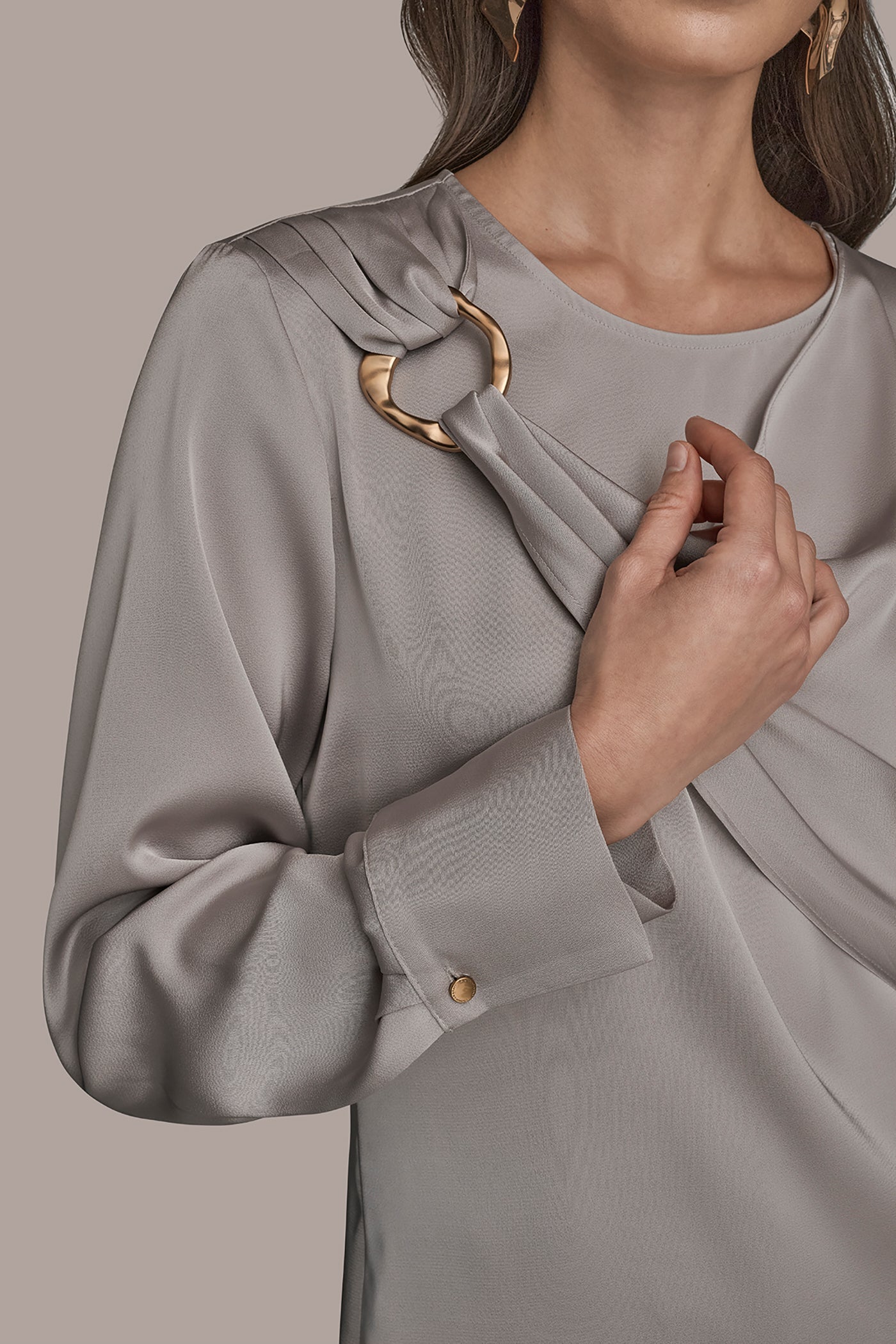 LONG-SLEEVE BLOUSE WITH SHOULDER HARDWARE DETAIL VIEW 5 | Holiday Collection LONG-SLEEVE BLOUSE WITH SHOULDER HARDWARE DETAIL VIEW 5 | Holiday Collection