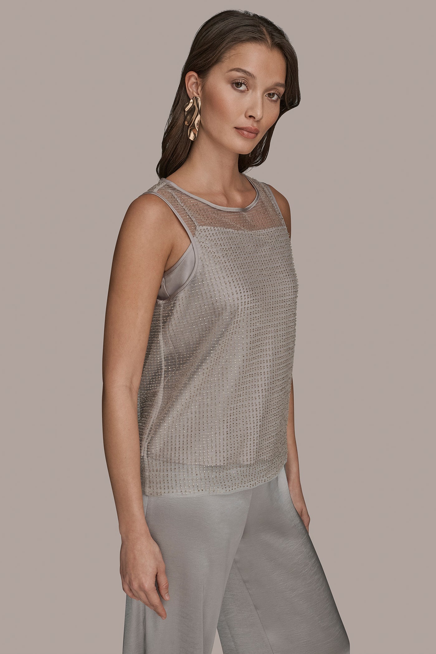 SLEEVELESS BEADED MESH TOP VIEW 3 | New clothing SLEEVELESS BEADED MESH TOP VIEW 3 | New clothing