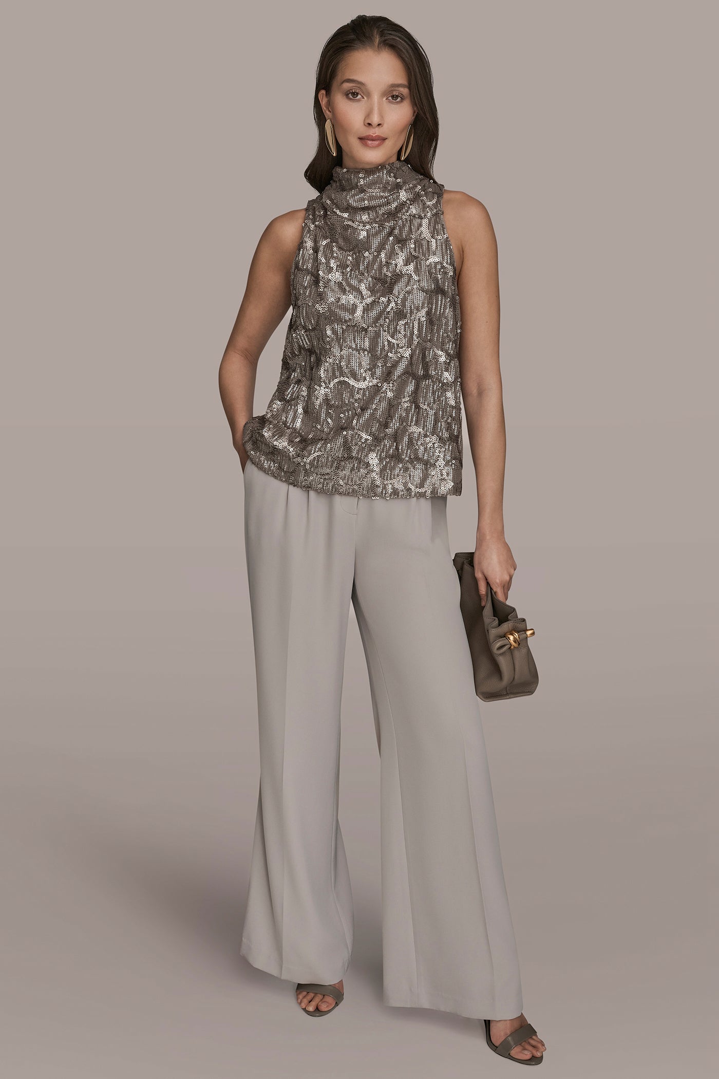 SLEEVELESS HIGH-NECK SEQUIN COWL BLOUSE VIEW 6 | Holiday Collection SLEEVELESS HIGH-NECK SEQUIN COWL BLOUSE VIEW 6 | Holiday Collection