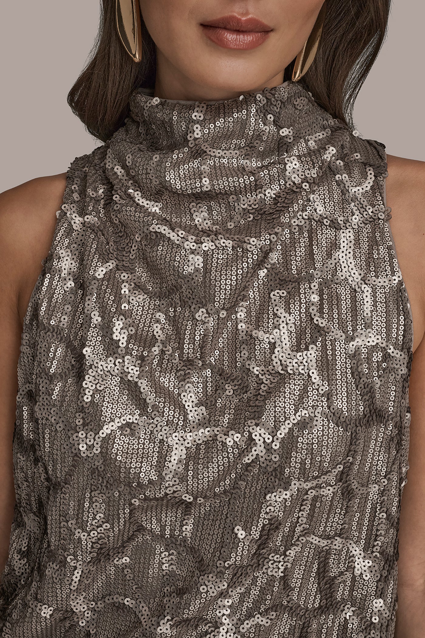 SLEEVELESS HIGH-NECK SEQUIN COWL BLOUSE VIEW 4 | Holiday Collection SLEEVELESS HIGH-NECK SEQUIN COWL BLOUSE VIEW 4 | Holiday Collection