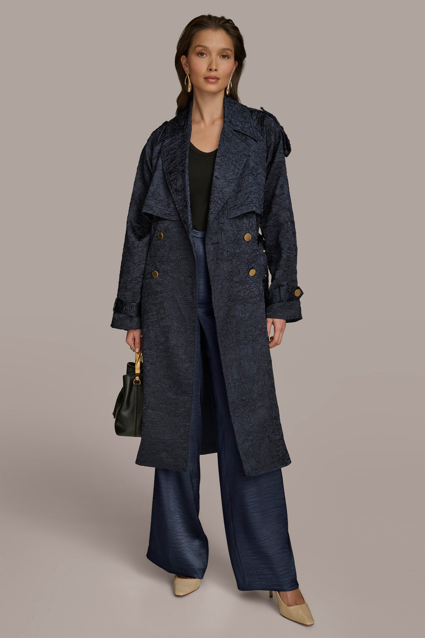 CRUSHED SATIN TRENCH COAT VIEW 4 CRUSHED SATIN TRENCH COAT VIEW 4