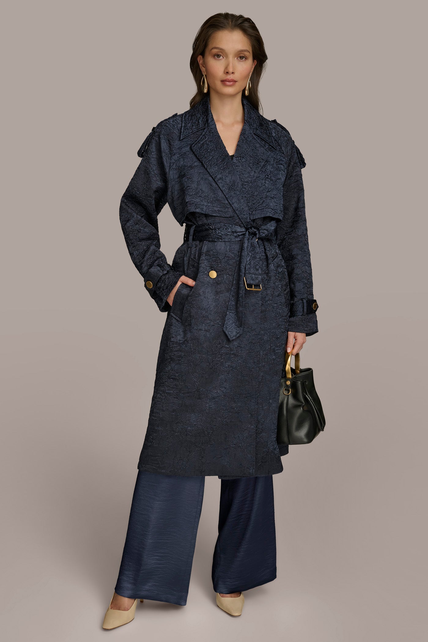 CRUSHED SATIN TRENCH COAT VIEW 6 CRUSHED SATIN TRENCH COAT VIEW 6