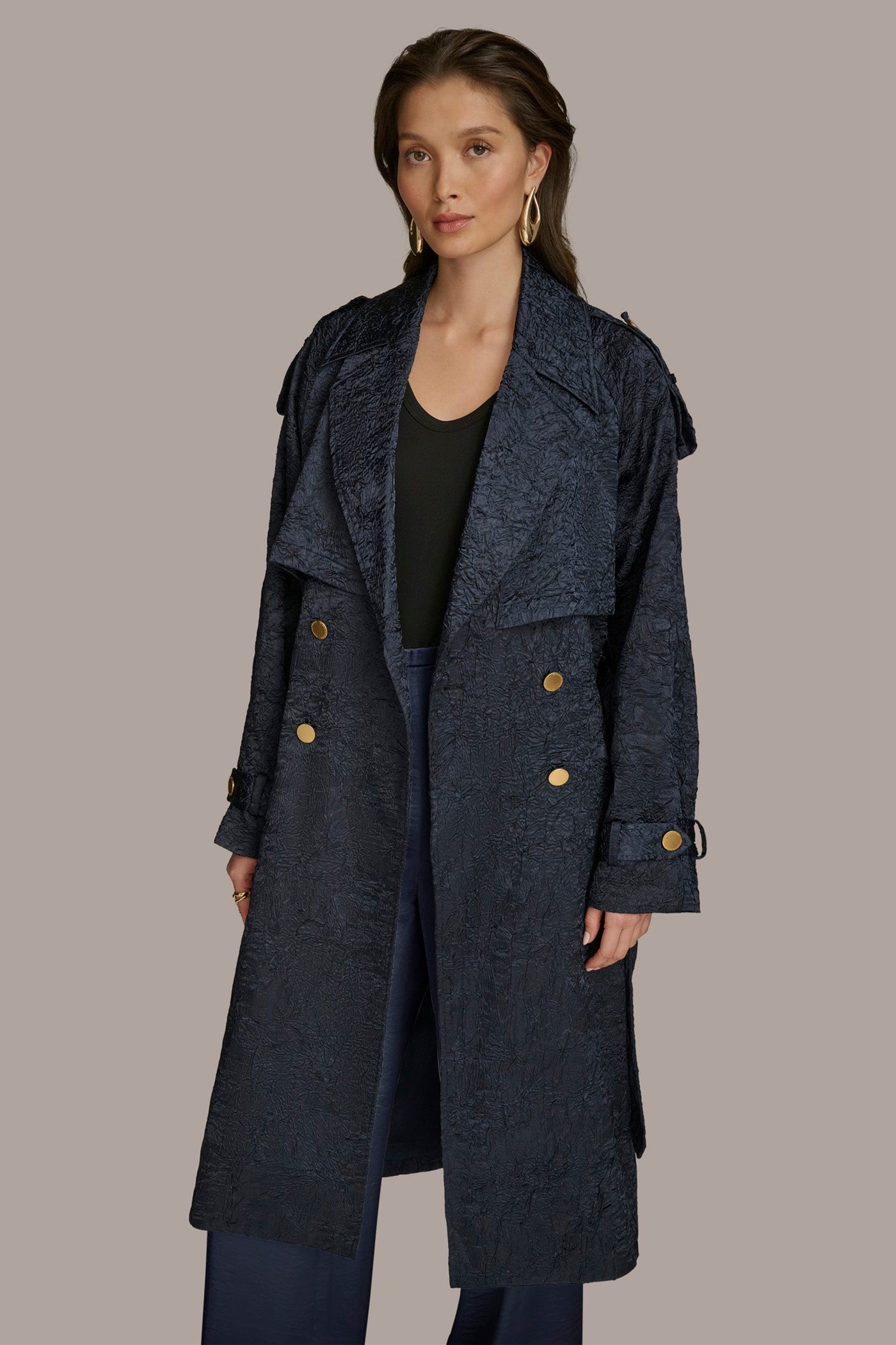 CRUSHED SATIN TRENCH COAT VIEW 8 CRUSHED SATIN TRENCH COAT VIEW 8