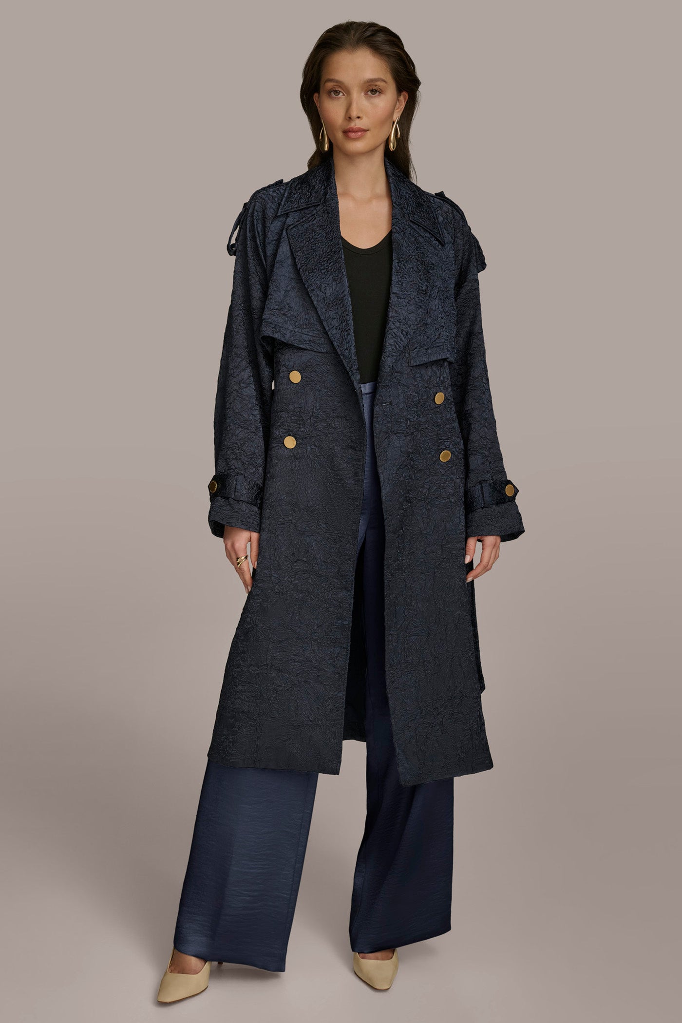 CRUSHED SATIN TRENCH COAT VIEW 5 CRUSHED SATIN TRENCH COAT VIEW 5