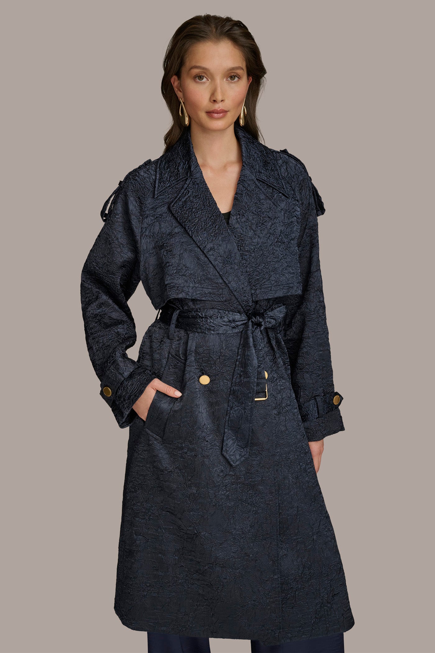 CRUSHED SATIN TRENCH COAT VIEW 7 CRUSHED SATIN TRENCH COAT VIEW 7