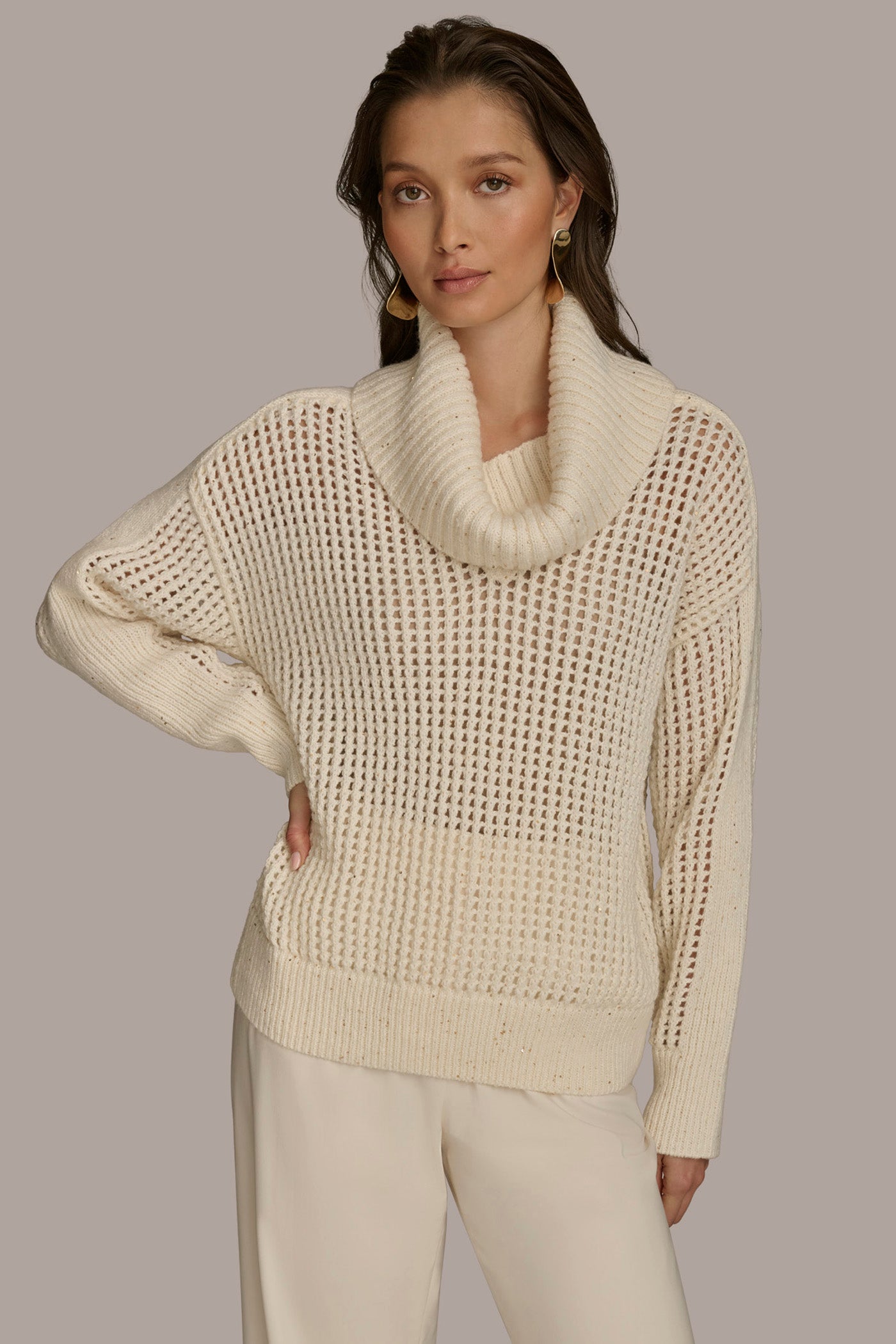 COWL NECK CUTOUT SWEATER | View 1 | Sale Tops and Sweaters COWL NECK CUTOUT SWEATER | View 1 | Sale Tops and Sweaters
