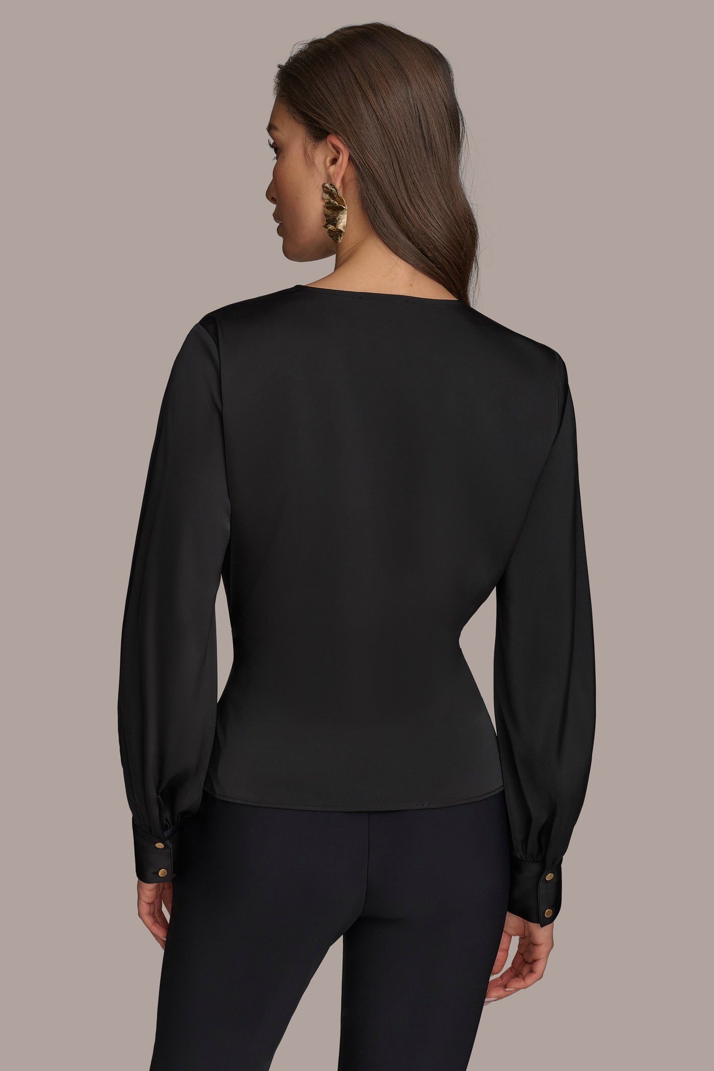 FAUX WRAP TOP WITH SIDE TIE | View 2 | Suits and Separates FAUX WRAP TOP WITH SIDE TIE | View 2 | Suits and Separates