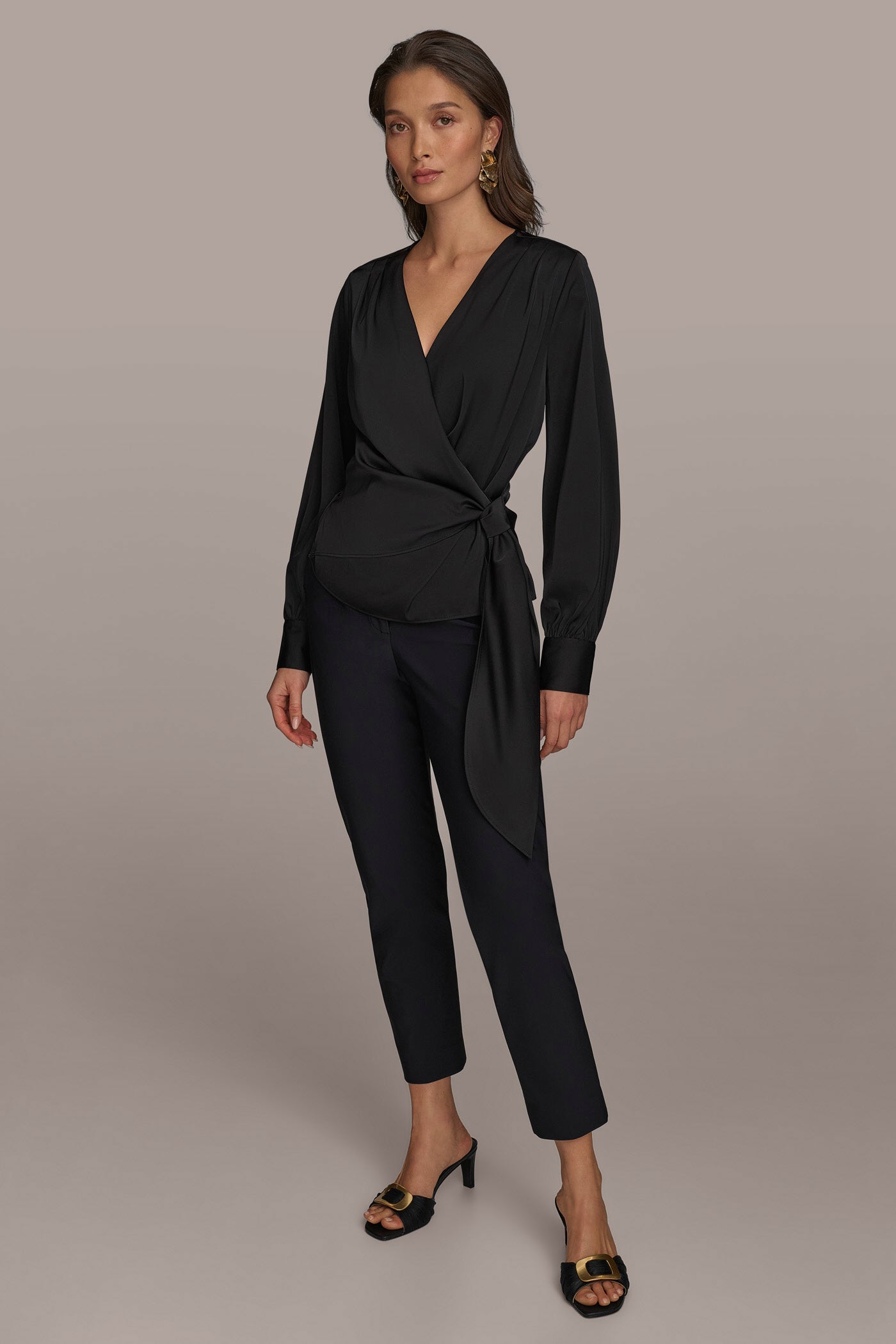FAUX WRAP TOP WITH SIDE TIE VIEW 4 | Suits and Separates FAUX WRAP TOP WITH SIDE TIE VIEW 4 | Suits and Separates