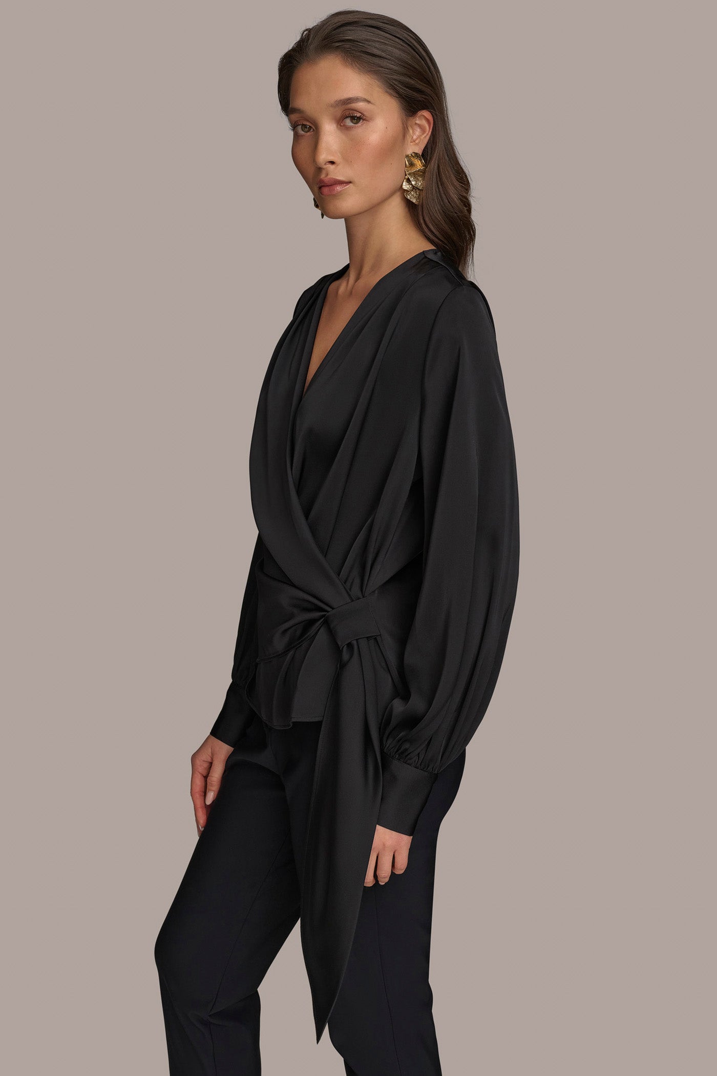 FAUX WRAP TOP WITH SIDE TIE VIEW 3 | Suits and Separates FAUX WRAP TOP WITH SIDE TIE VIEW 3 | Suits and Separates