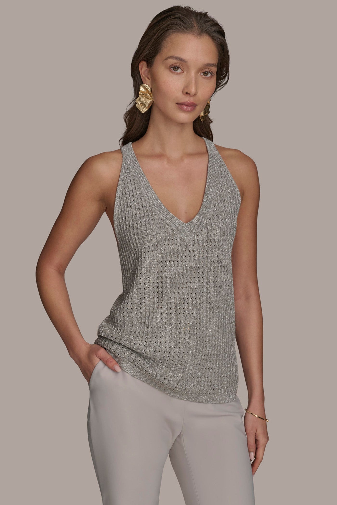 V-NECK OPEN WEAVE TOP | View 1 | Clothing V-NECK OPEN WEAVE TOP | View 1 | Clothing