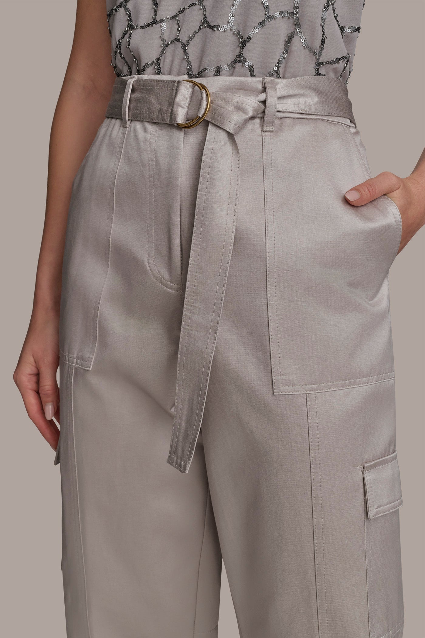 SATIN BELTED CARGO VIEW 4 | Suits and Separates SATIN BELTED CARGO VIEW 4 | Suits and Separates