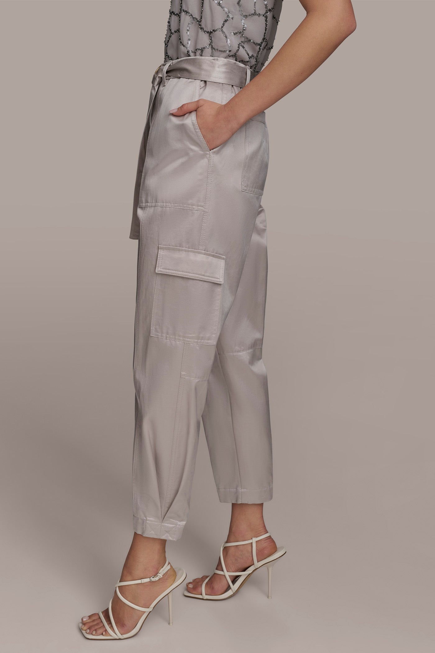 SATIN BELTED CARGO VIEW 3 | Suits and Separates SATIN BELTED CARGO VIEW 3 | Suits and Separates