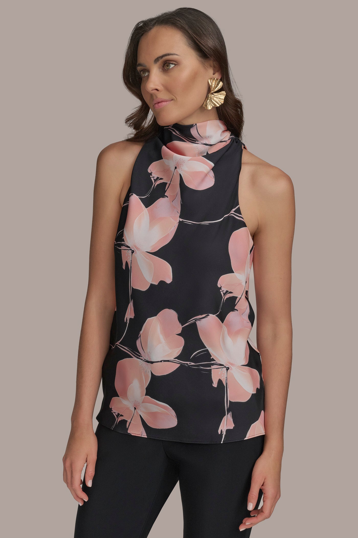 PRINT HIGH DRAPE NECK TOP | View 1 | Products PRINT HIGH DRAPE NECK TOP | View 1 | Products