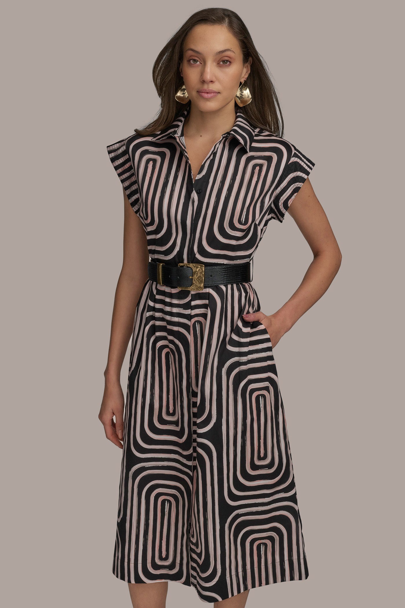 PRINT CAP SLEEVE BELTED DRESS VIEW 4 | Essential Dresses PRINT CAP SLEEVE BELTED DRESS VIEW 4 | Essential Dresses