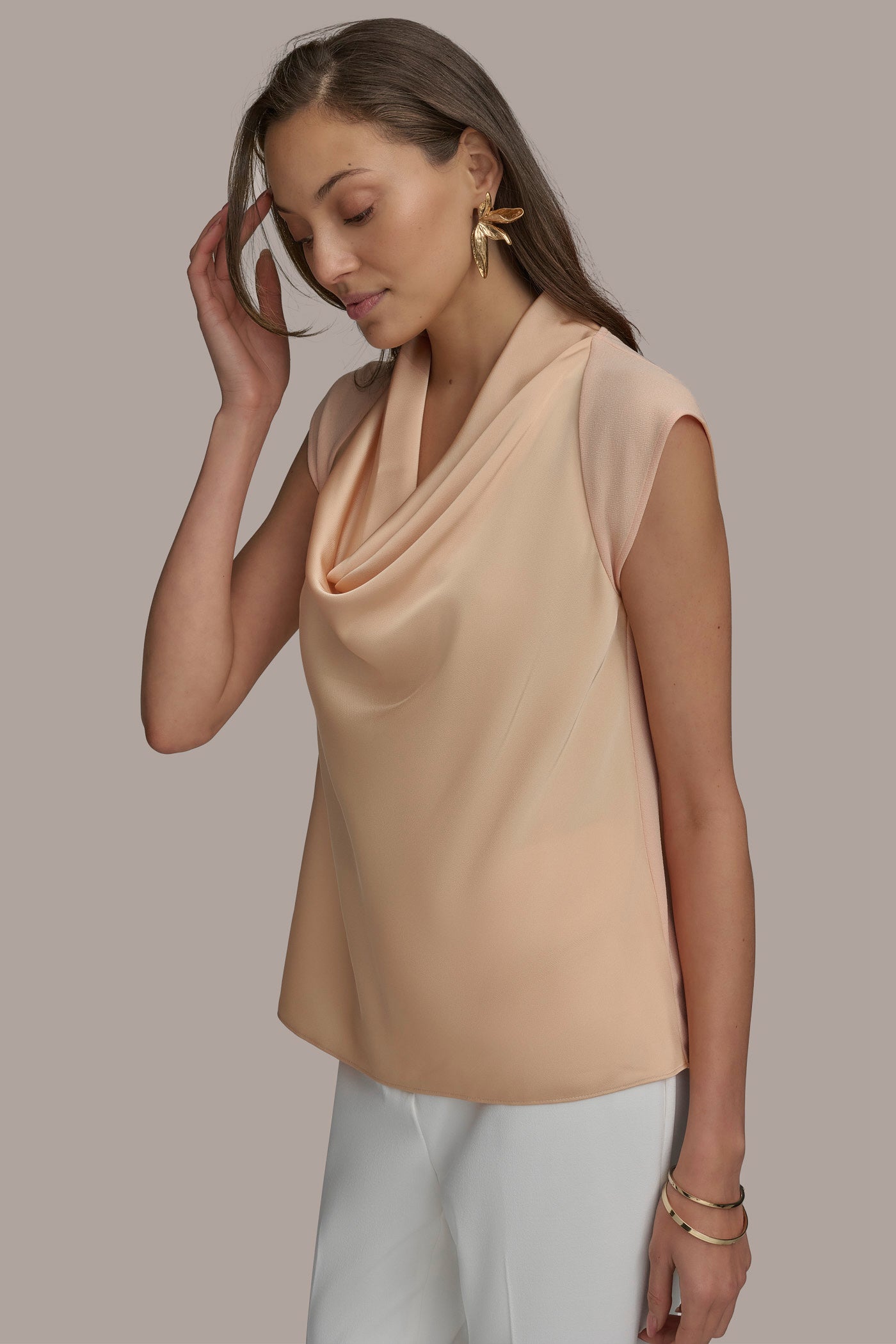 COWL NECK MIX MEDIA TOP VIEW 3 | Clothing COWL NECK MIX MEDIA TOP VIEW 3 | Clothing