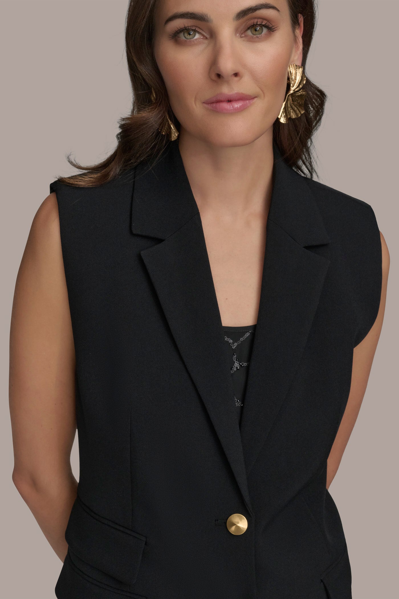 BUTTON VEST WITH POCKET DETAIL VIEW 7 | Suits and Separates BUTTON VEST WITH POCKET DETAIL VIEW 7 | Suits and Separates