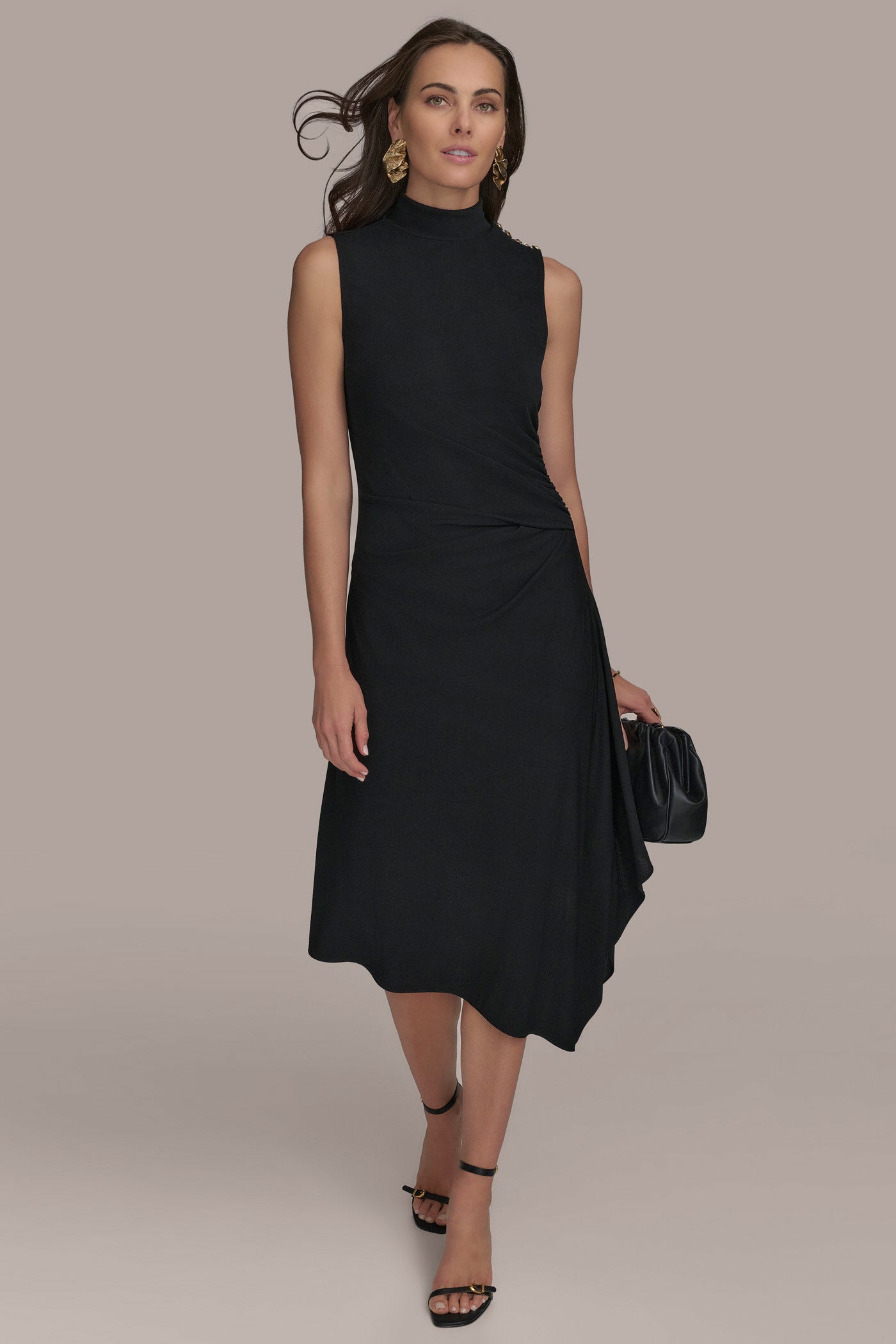 SLEEVELESS WITH RUFFLE & SHOULDER | View 1 | Black Dresses SLEEVELESS WITH RUFFLE & SHOULDER | View 1 | Black Dresses