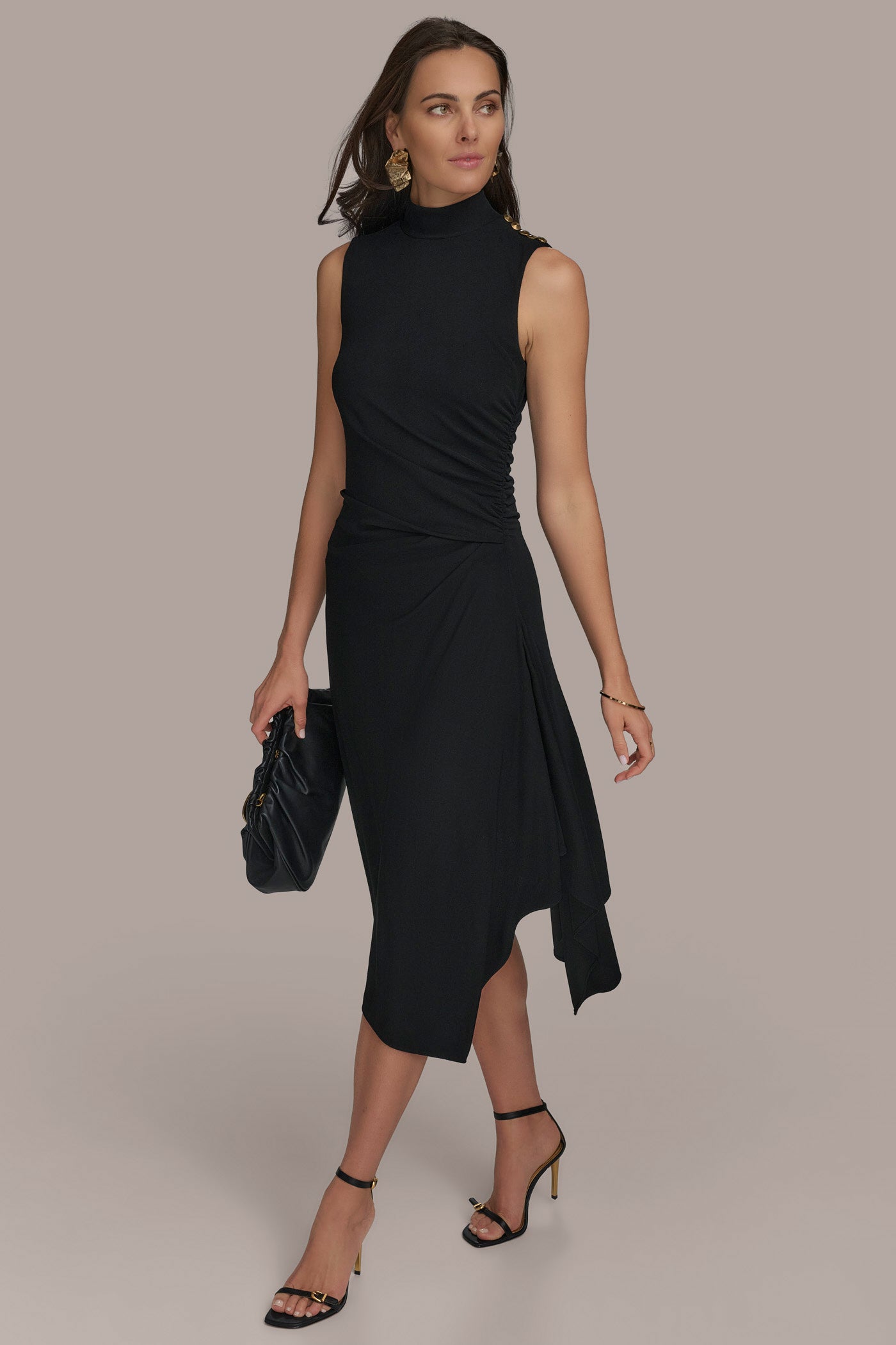 SLEEVELESS WITH RUFFLE & SHOULDER VIEW 3 | Black Dresses SLEEVELESS WITH RUFFLE & SHOULDER VIEW 3 | Black Dresses