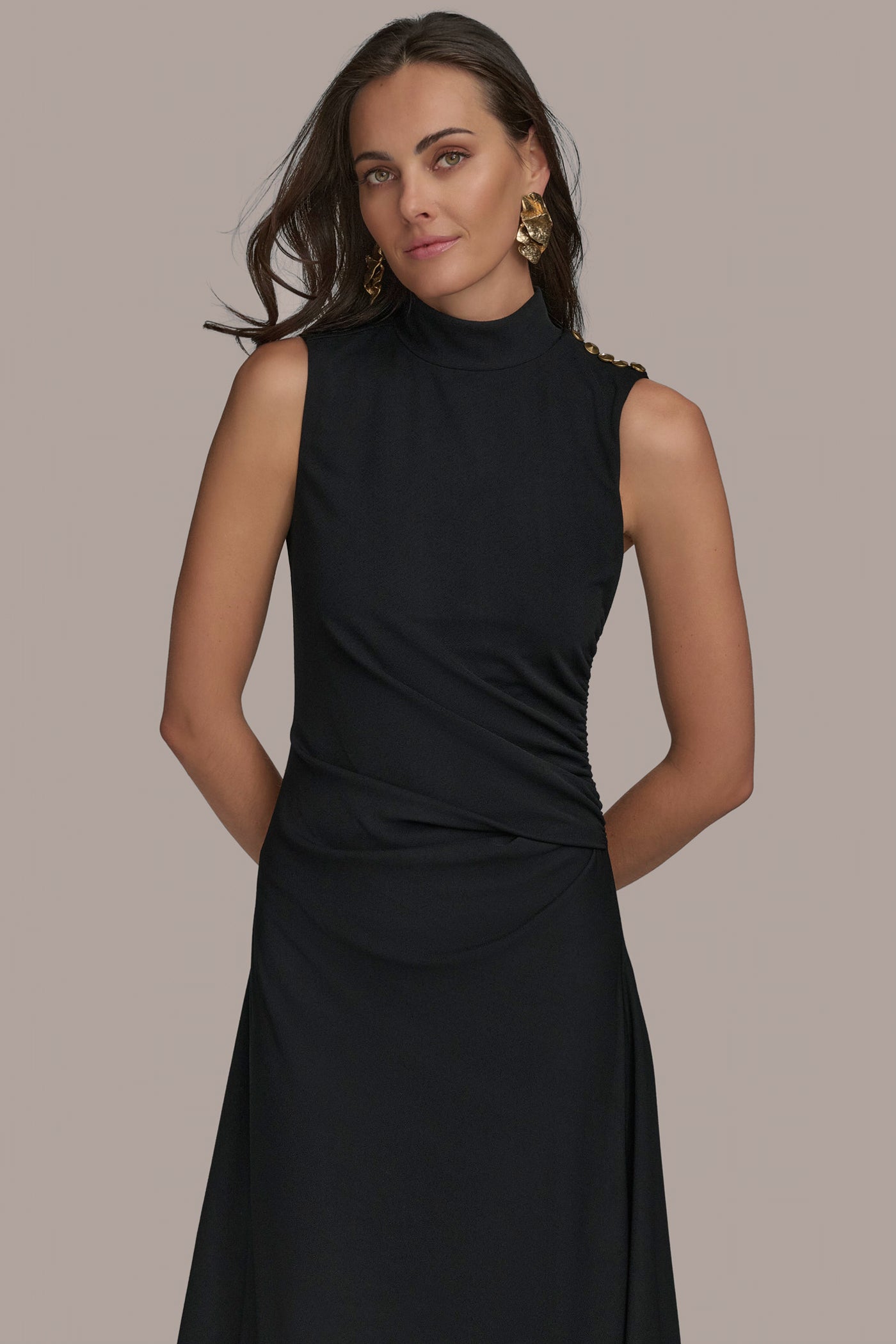 SLEEVELESS WITH RUFFLE & SHOULDER VIEW 6 | Black Dresses SLEEVELESS WITH RUFFLE & SHOULDER VIEW 6 | Black Dresses