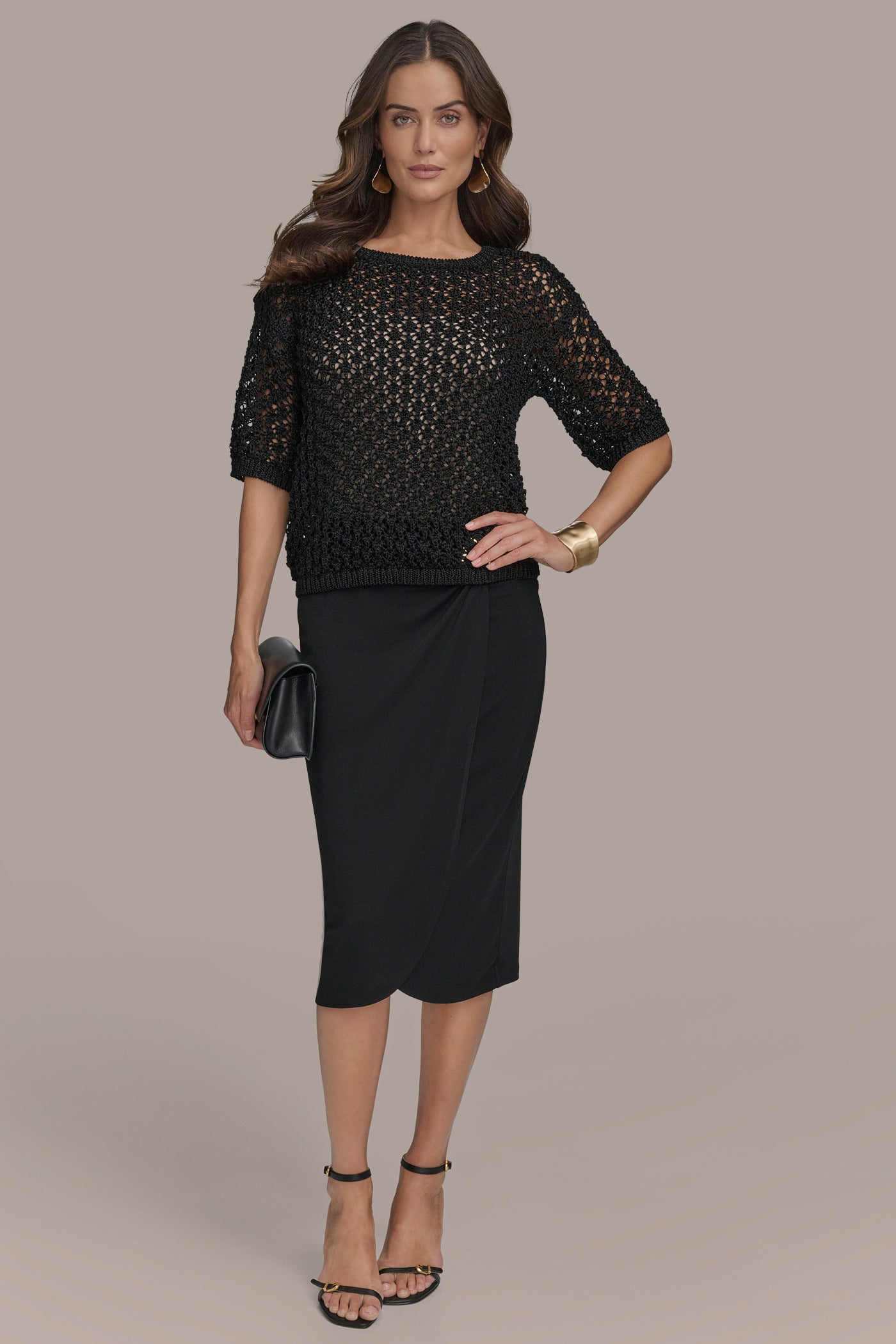 OPEN STITCH CREW NECK TOP VIEW 6 | Suits and Separates OPEN STITCH CREW NECK TOP VIEW 6 | Suits and Separates