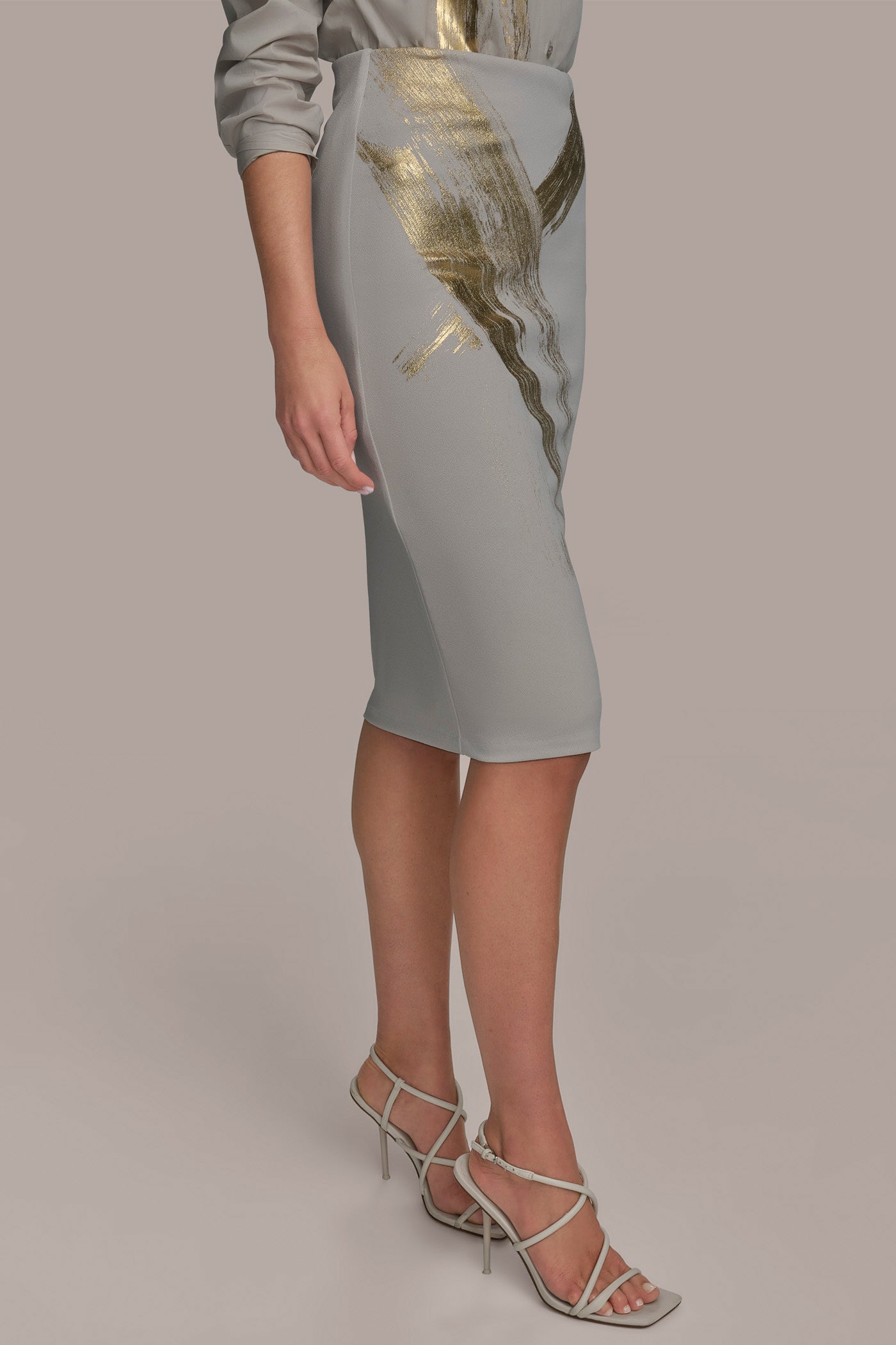 KNIT SKIRT WITH BRUSHSTROKE PRINT VIEW 3 KNIT SKIRT WITH BRUSHSTROKE PRINT VIEW 3