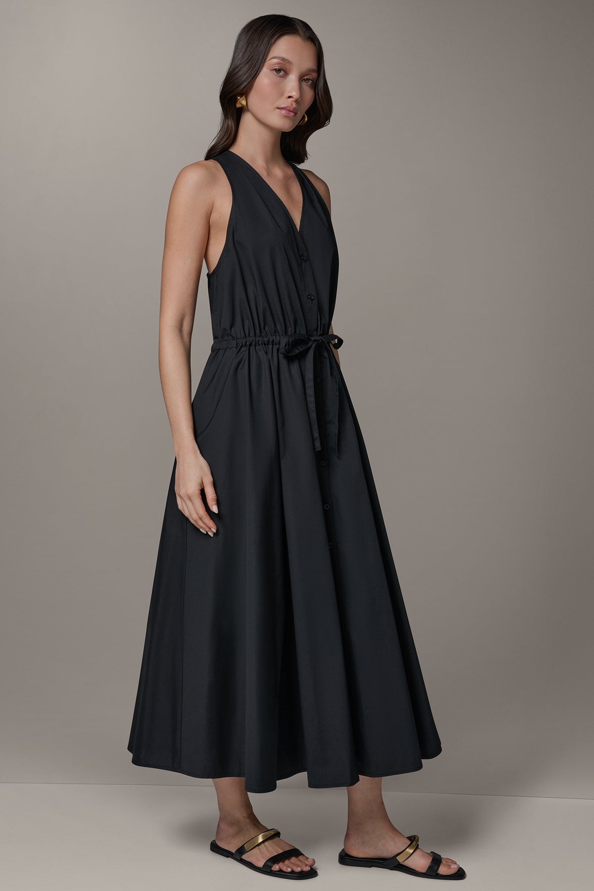 Donna Karan Women's Sleeveless Midi Halter Dress in Black Donna Karan Women's Sleeveless Midi Halter Dress in Black
