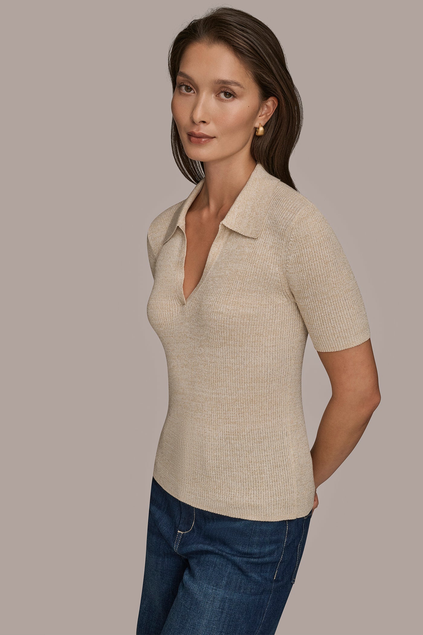 LUREX ELBOW SLEEVE POLO VIEW 3 | Casual Collection LUREX ELBOW SLEEVE POLO VIEW 3 | Casual Collection