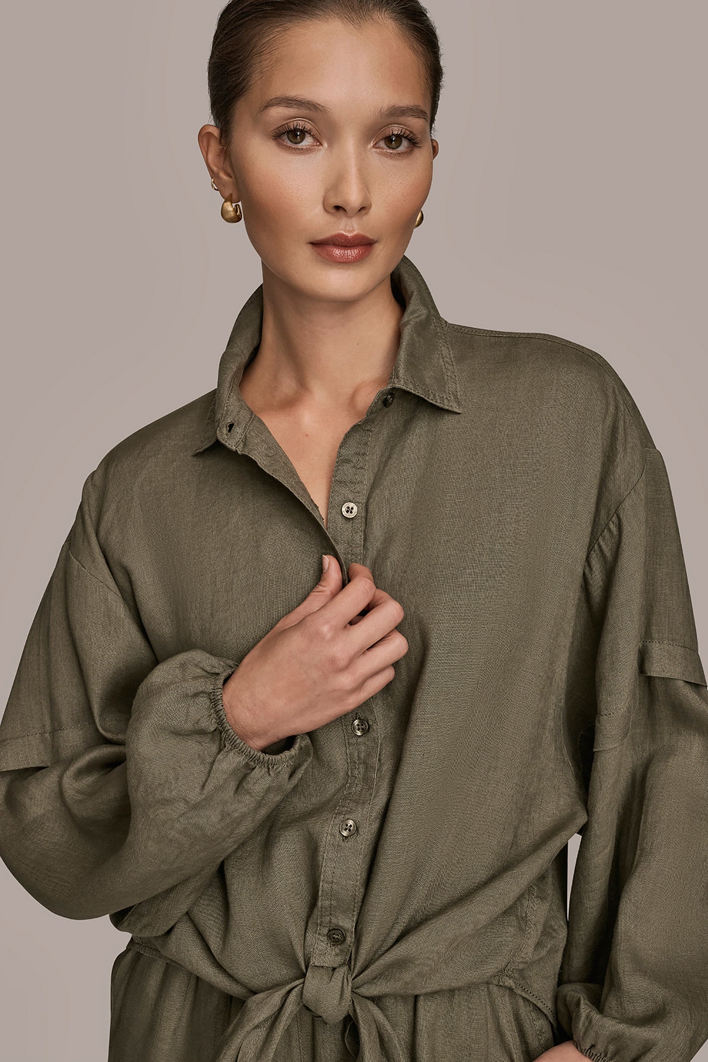 LONG BLOUSON SLEEVE BUTTON SHIRT VIEW 4 | Donna Karan Weekend LONG BLOUSON SLEEVE BUTTON SHIRT VIEW 4 | Donna Karan Weekend
