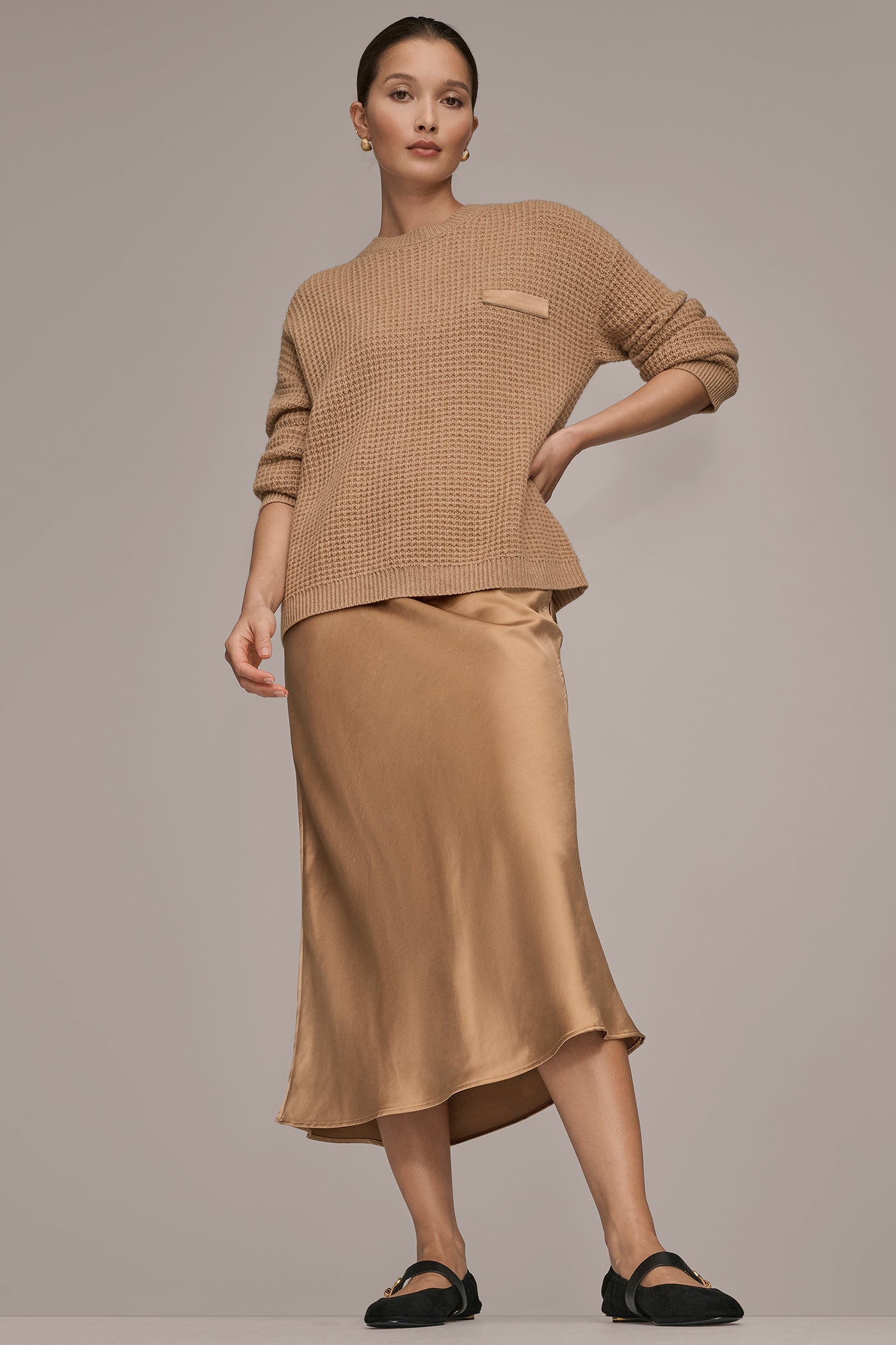 LONG SLEEVE WAFFLE STITCH CREWNECK SWEATER VIEW 6 LONG SLEEVE WAFFLE STITCH CREWNECK SWEATER VIEW 6