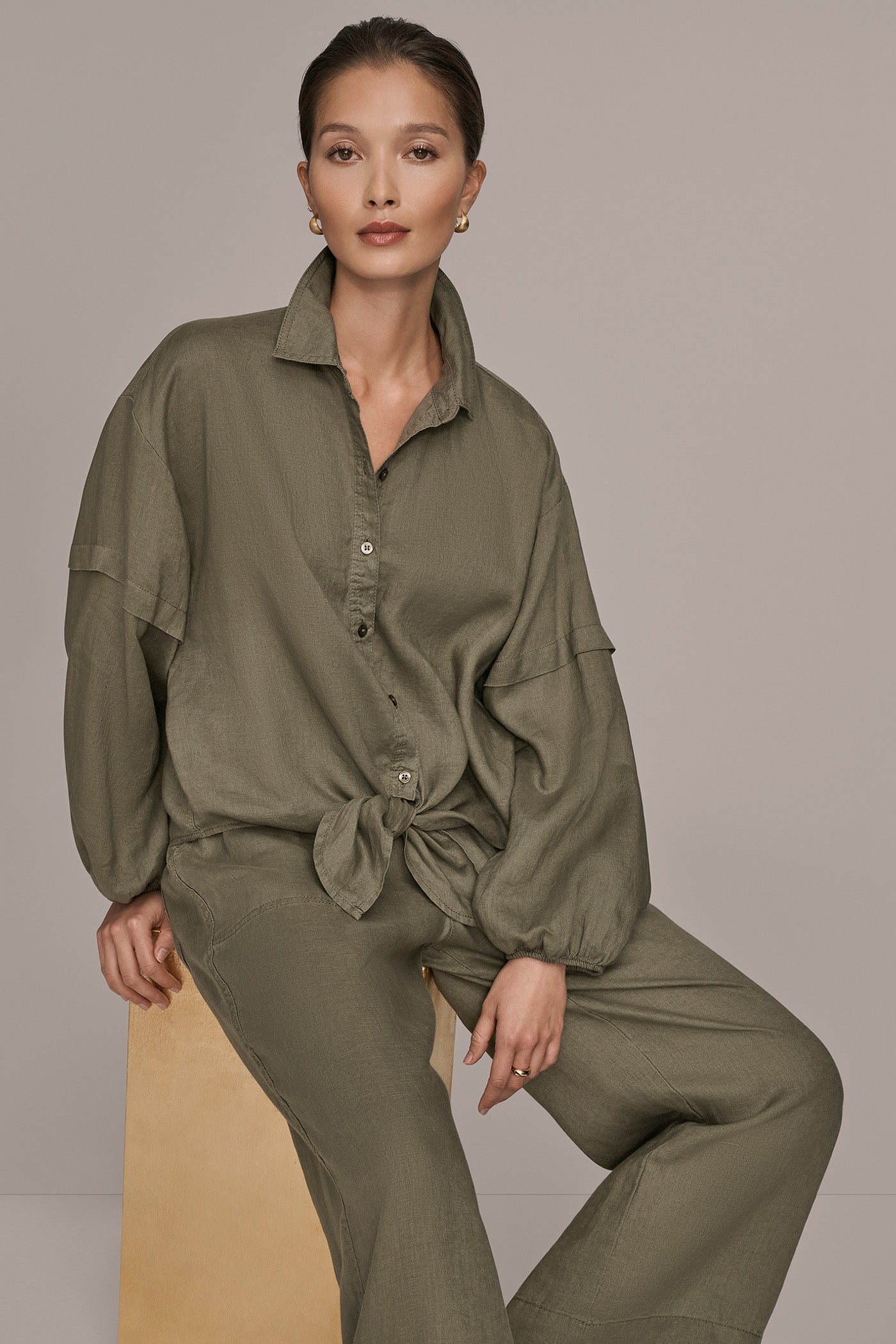 LONG BLOUSON SLEEVE BUTTON SHIRT VIEW 8 | Donna Karan Weekend LONG BLOUSON SLEEVE BUTTON SHIRT VIEW 8 | Donna Karan Weekend