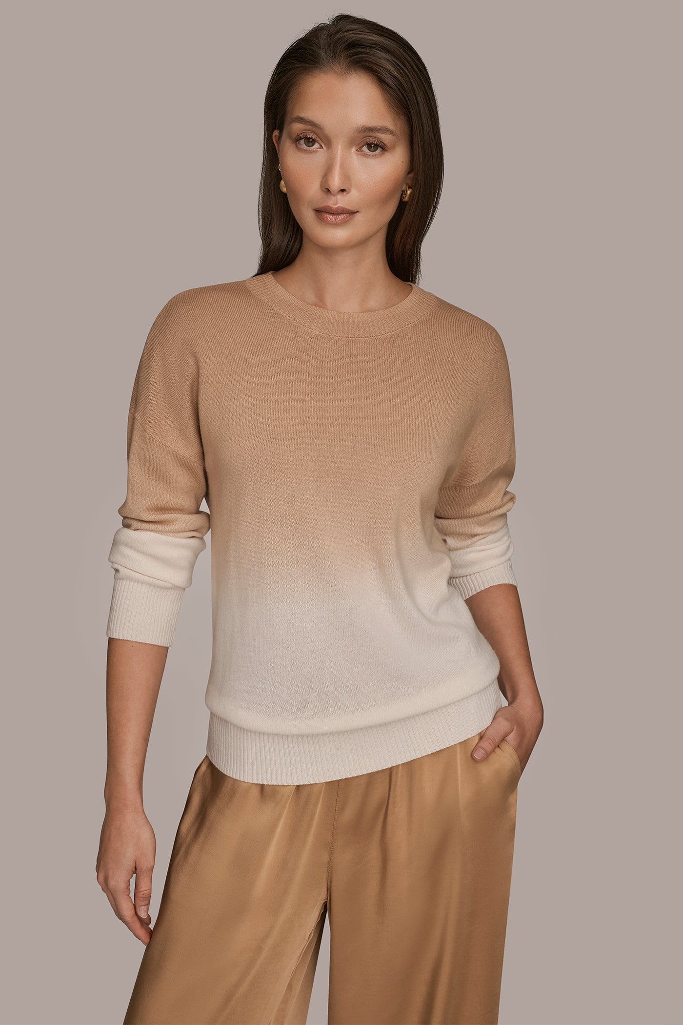 LONG SLEEVE CREW NECK PULLOVER WITH DIP DYE | View 1 | Tops & Sweaters LONG SLEEVE CREW NECK PULLOVER WITH DIP DYE | View 1 | Tops & Sweaters