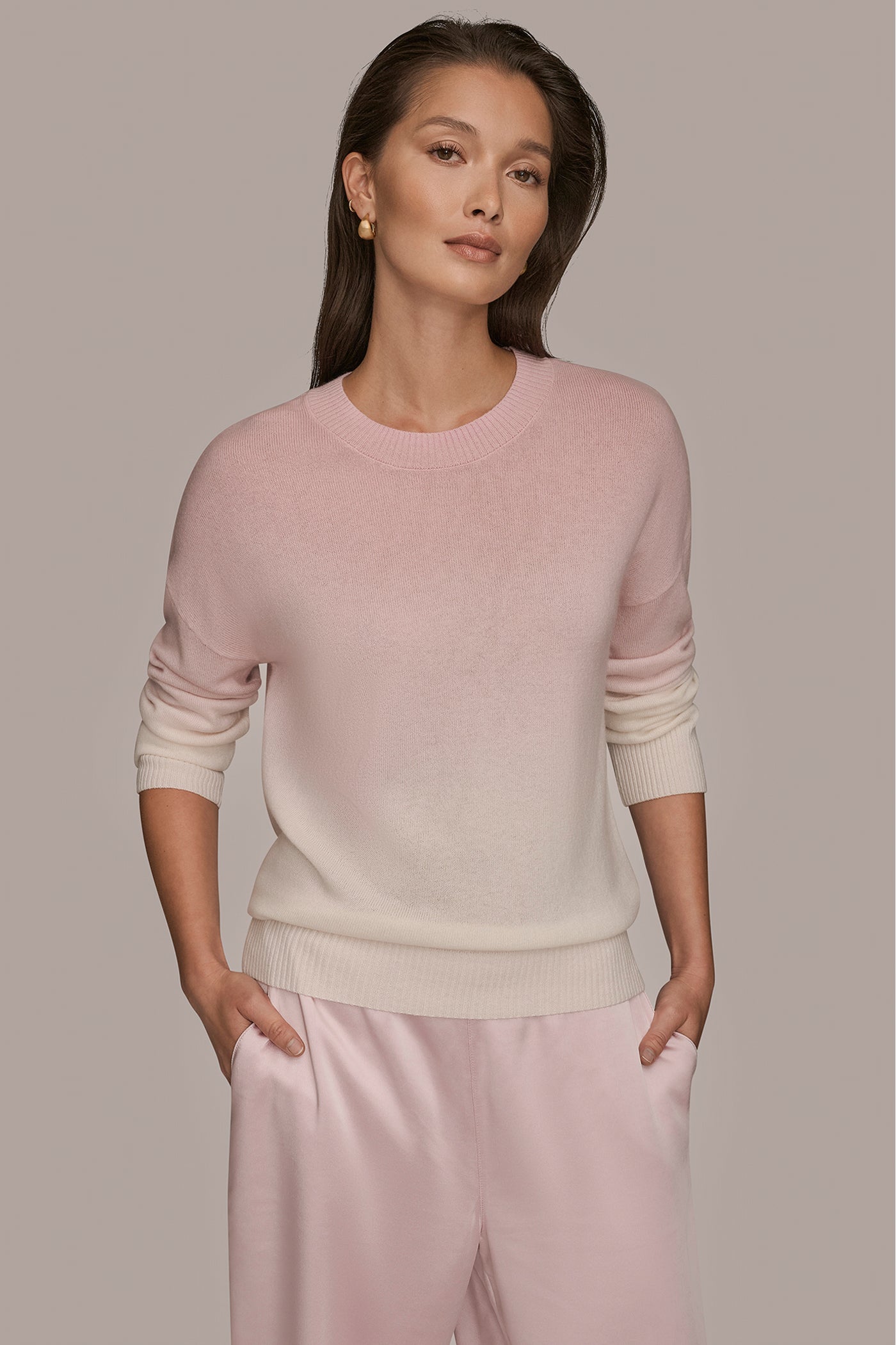 LONG SLEEVE CREW NECK PULLOVER WITH DIP DYE | View 1 | Tops & Sweaters LONG SLEEVE CREW NECK PULLOVER WITH DIP DYE | View 1 | Tops & Sweaters