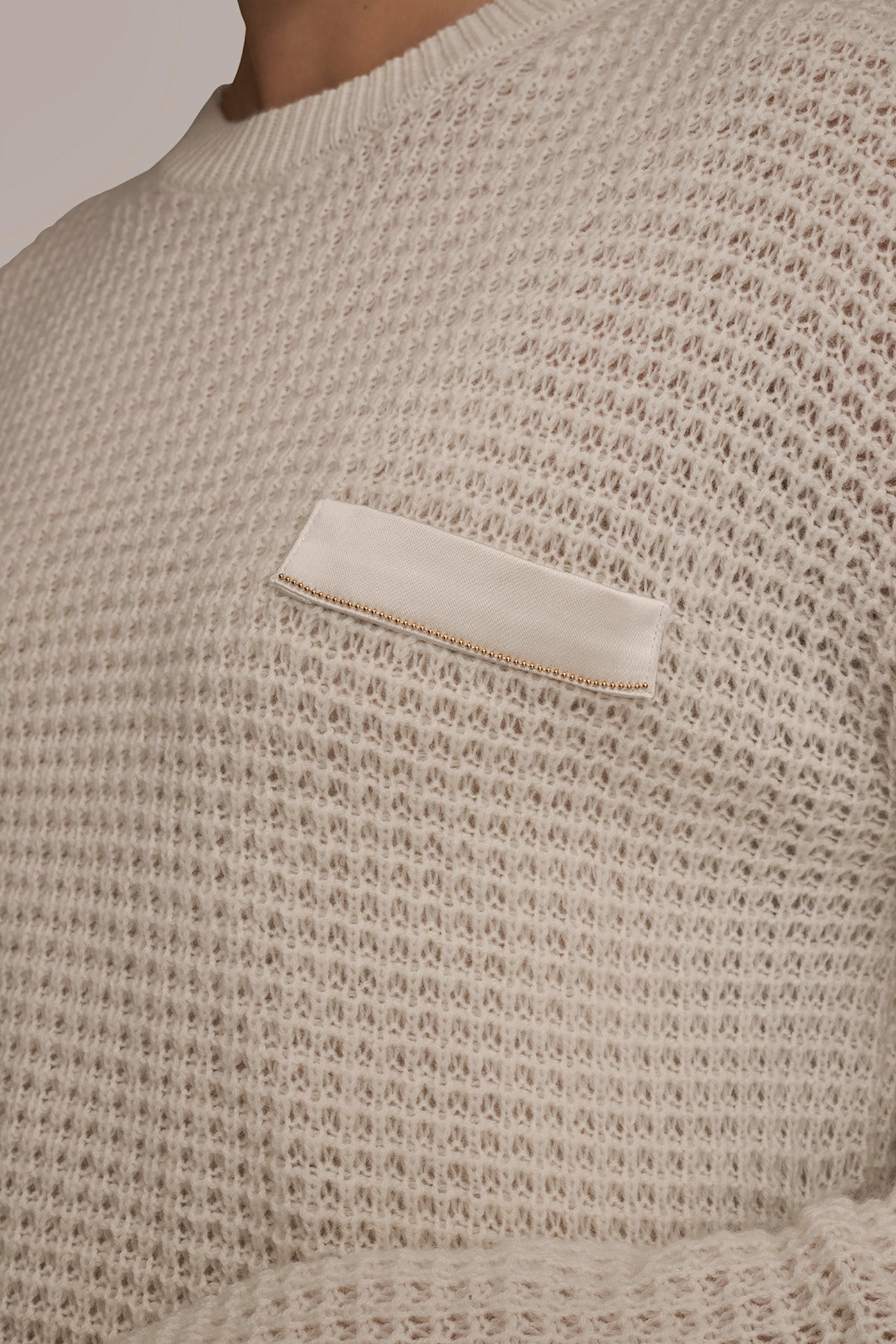 LONG SLEEVE WAFFLE STITCH CREWNECK SWEATER VIEW 5 LONG SLEEVE WAFFLE STITCH CREWNECK SWEATER VIEW 5