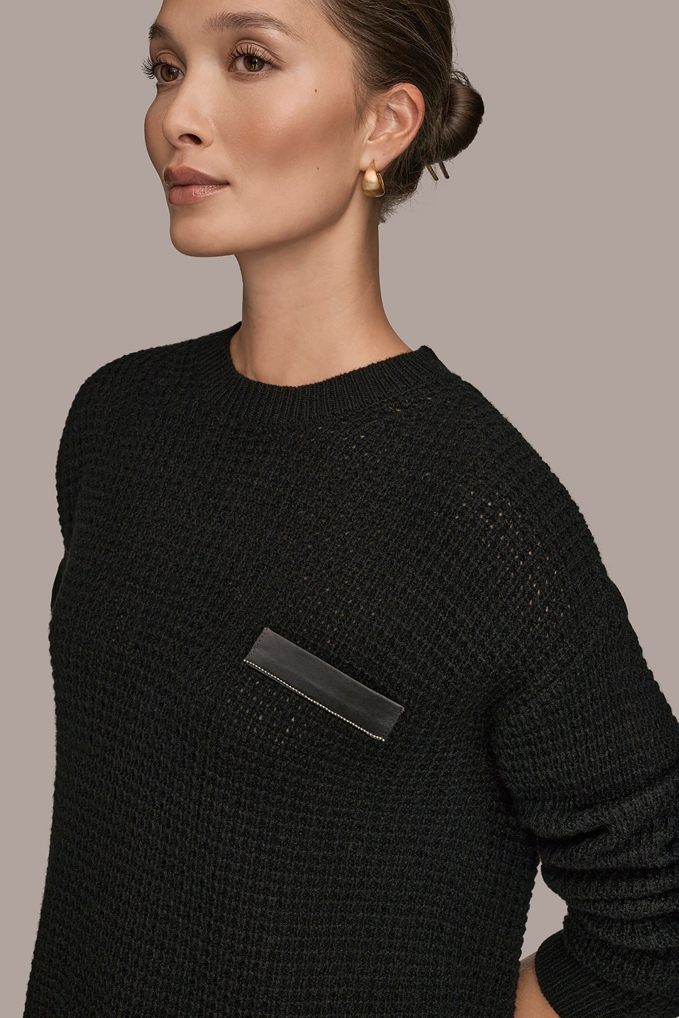 LONG SLEEVE WAFFLE STITCH CREWNECK SWEATER VIEW 4 LONG SLEEVE WAFFLE STITCH CREWNECK SWEATER VIEW 4