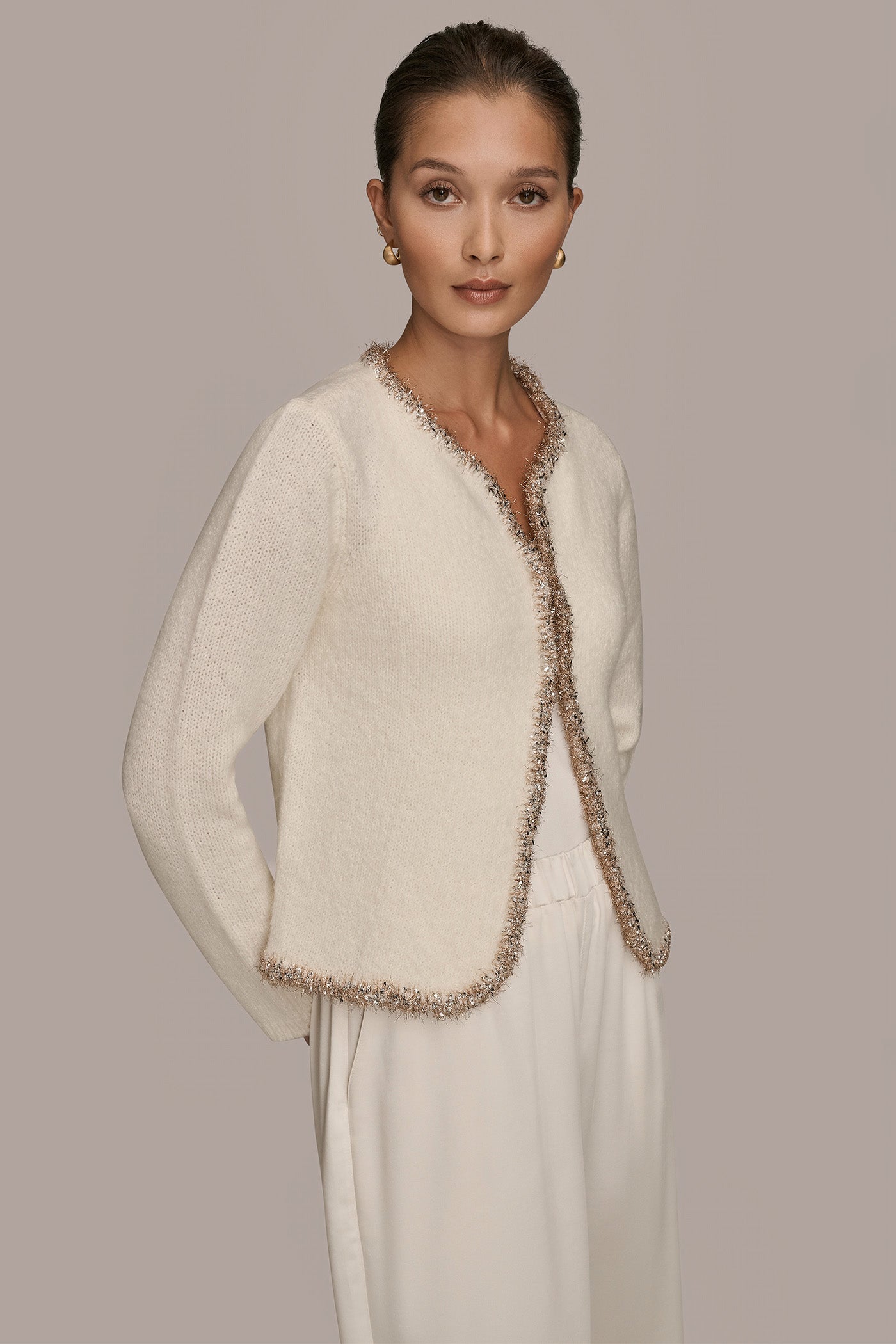 JACKET CARDIGAN WITH SPARKLE PLACKET VIEW 3 JACKET CARDIGAN WITH SPARKLE PLACKET VIEW 3