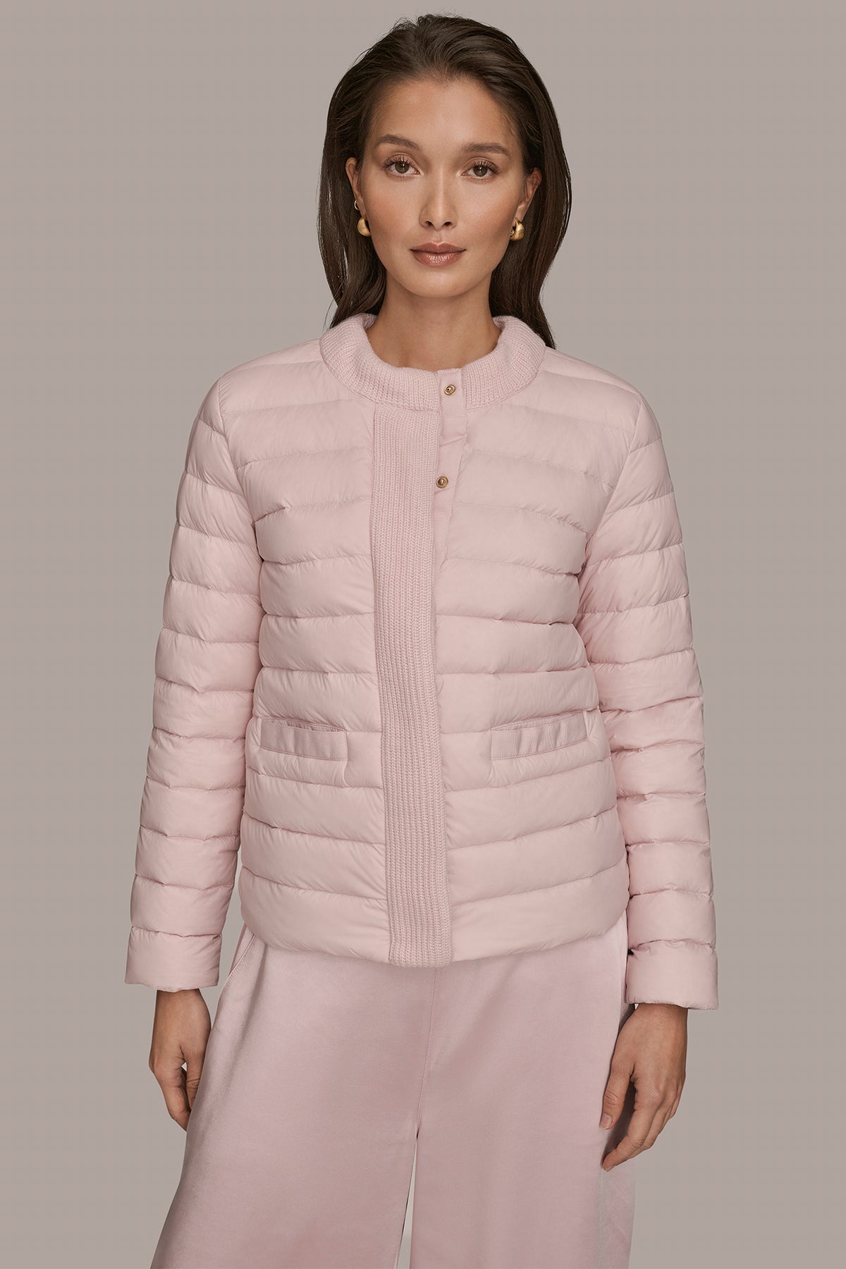 reflective donna karan puffer jacket