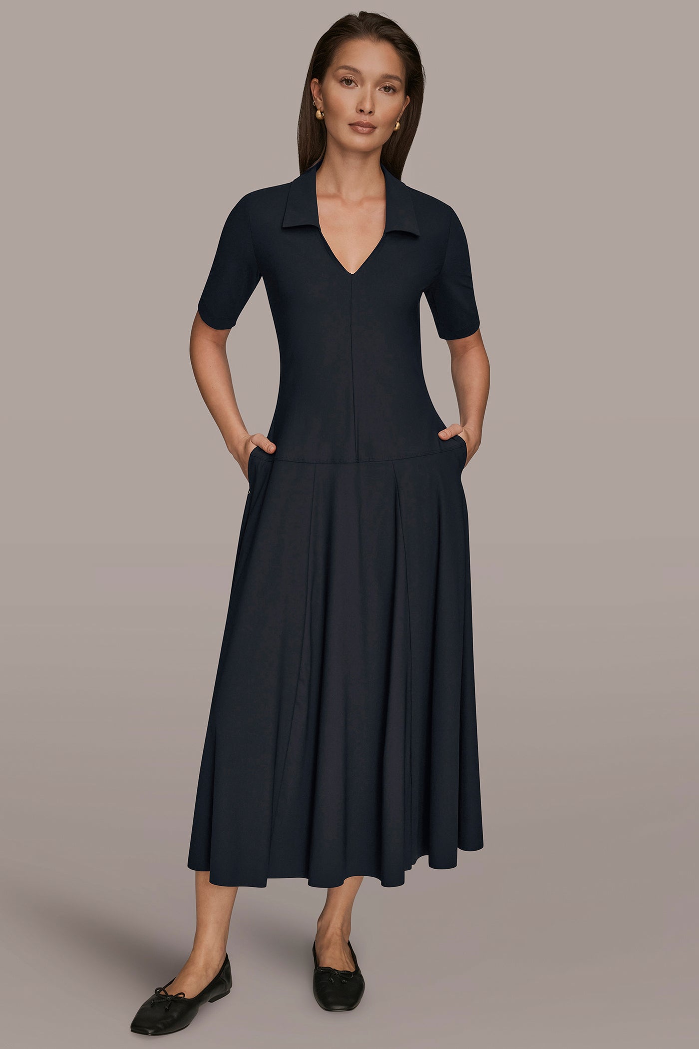 ELBOW SLEEVE POLO DRESS | View 1 | Donna Karan Weekend ELBOW SLEEVE POLO DRESS | View 1 | Donna Karan Weekend