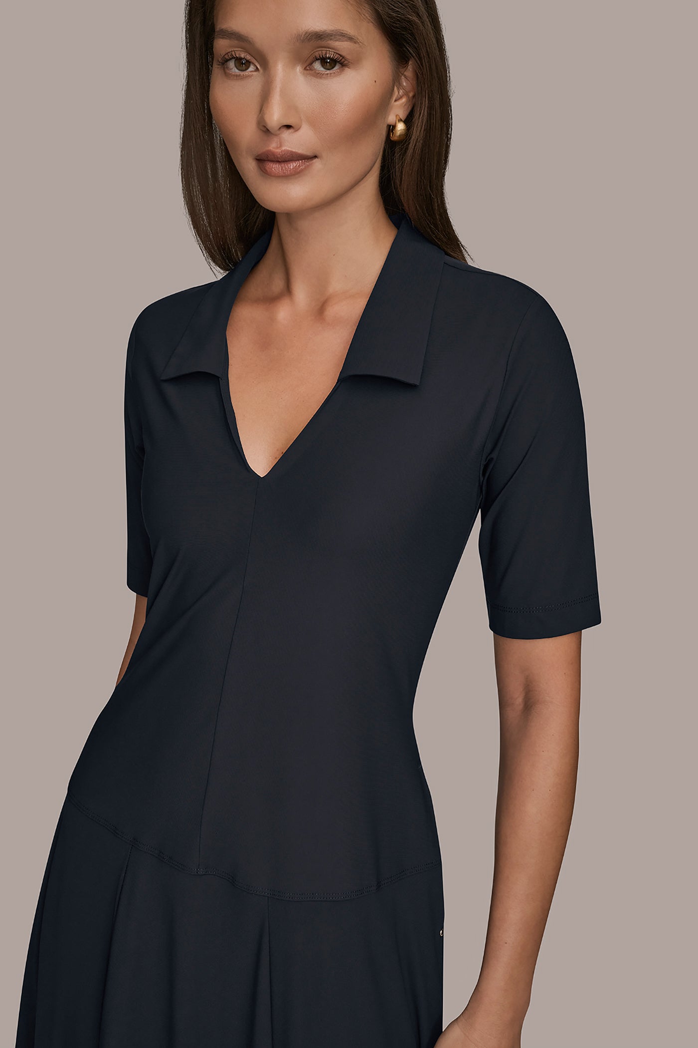 ELBOW SLEEVE POLO DRESS VIEW 4 | Donna Karan Weekend ELBOW SLEEVE POLO DRESS VIEW 4 | Donna Karan Weekend