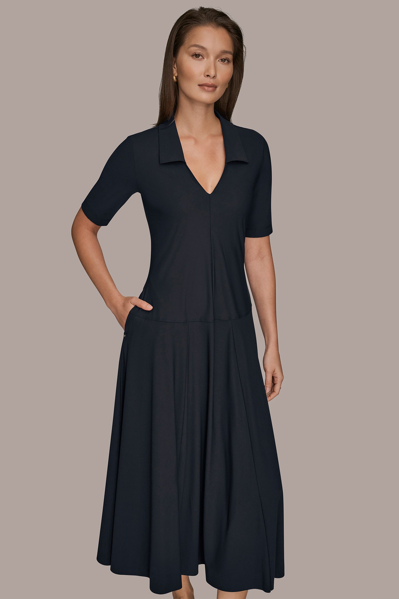 ELBOW SLEEVE POLO DRESS VIEW 6 | Donna Karan Weekend ELBOW SLEEVE POLO DRESS VIEW 6 | Donna Karan Weekend