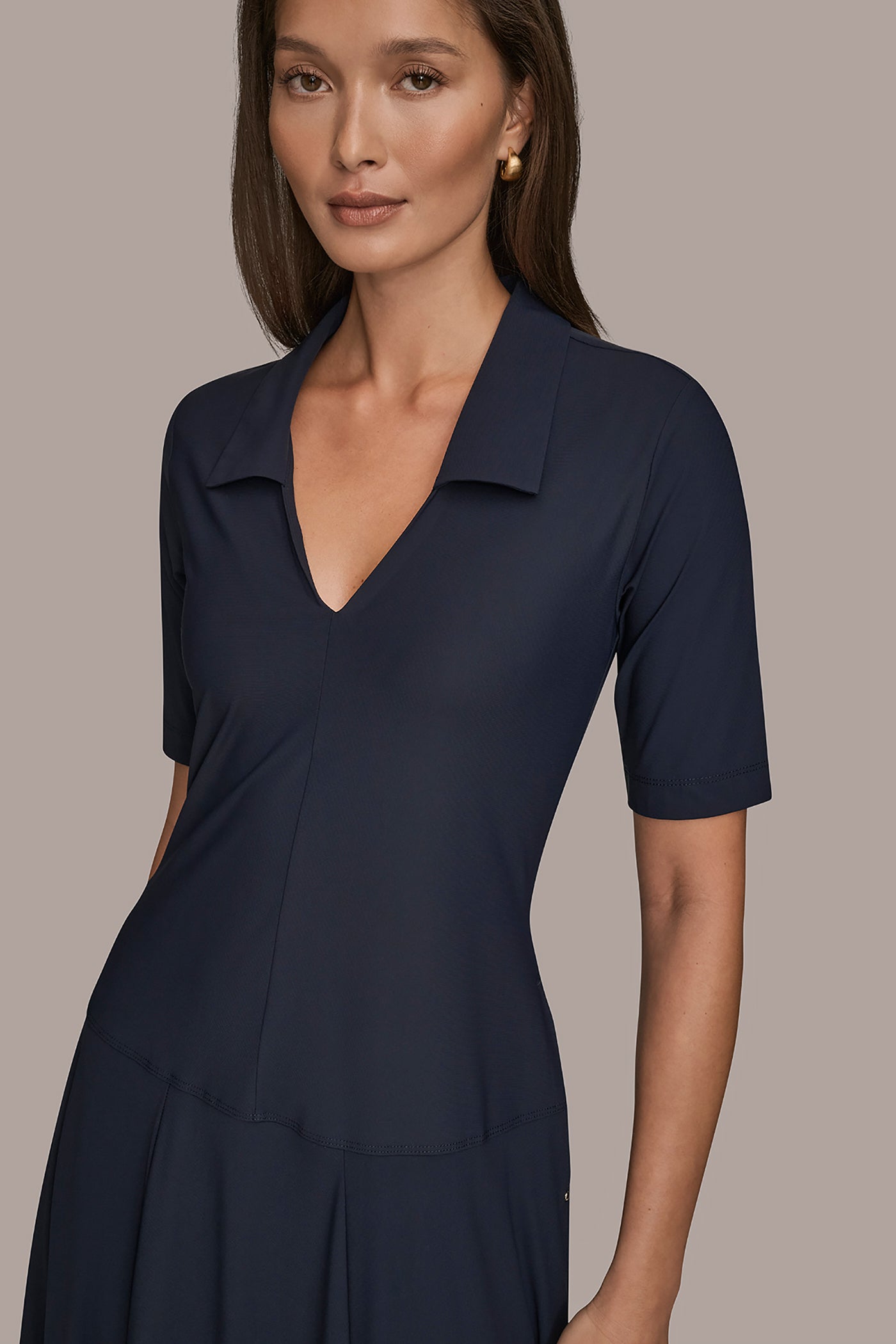 ELBOW SLEEVE POLO DRESS VIEW 4 | Donna Karan Weekend ELBOW SLEEVE POLO DRESS VIEW 4 | Donna Karan Weekend