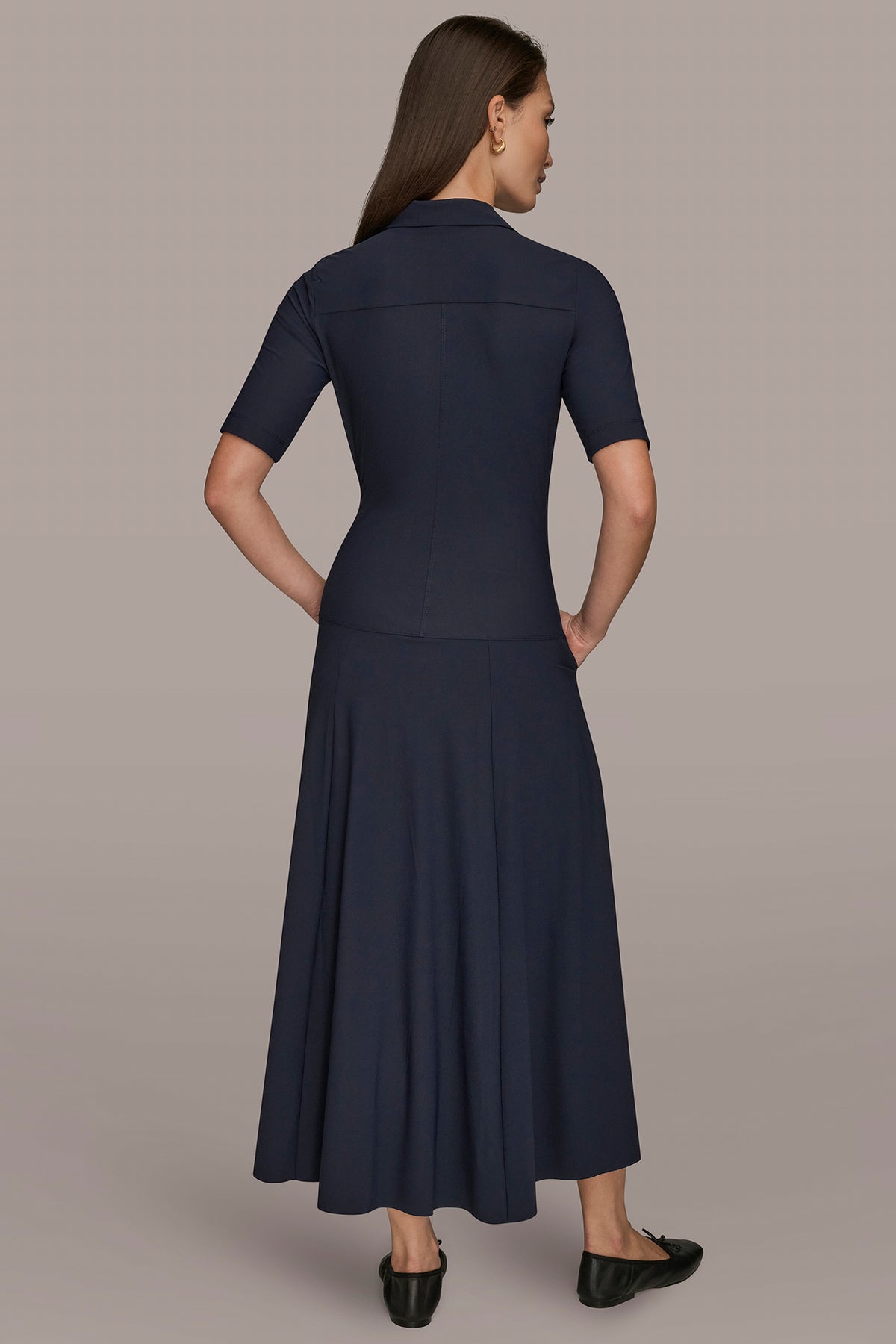 long sleeve polo midi dress Donna Karan Weekend Women's Elbow-Sleeve Polo Dress