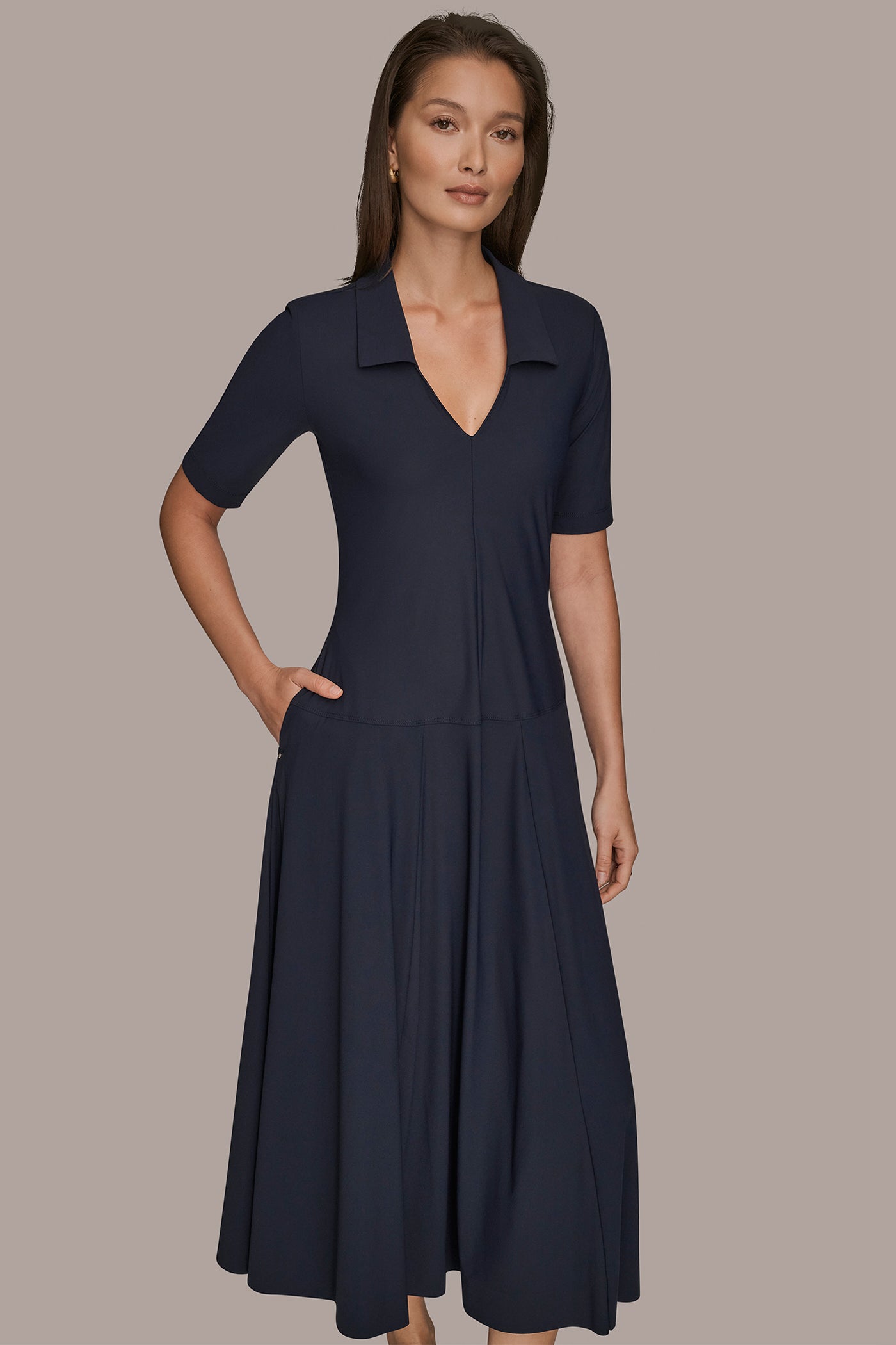 ELBOW SLEEVE POLO DRESS VIEW 6 | Donna Karan Weekend ELBOW SLEEVE POLO DRESS VIEW 6 | Donna Karan Weekend