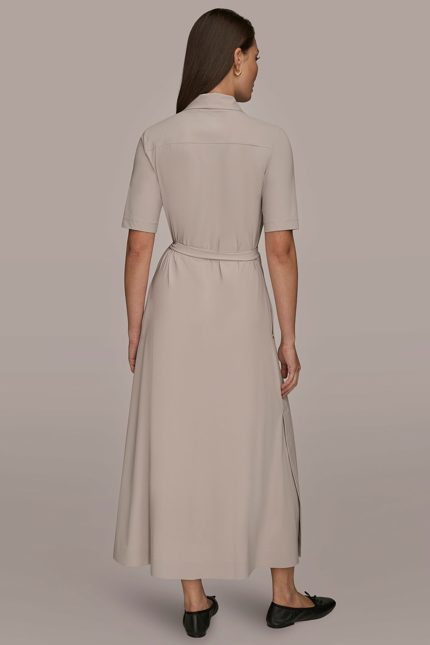 ELBOW SLEEVE TIE WRAP DRESS | View 2 | Donna Karan Weekend ELBOW SLEEVE TIE WRAP DRESS | View 2 | Donna Karan Weekend