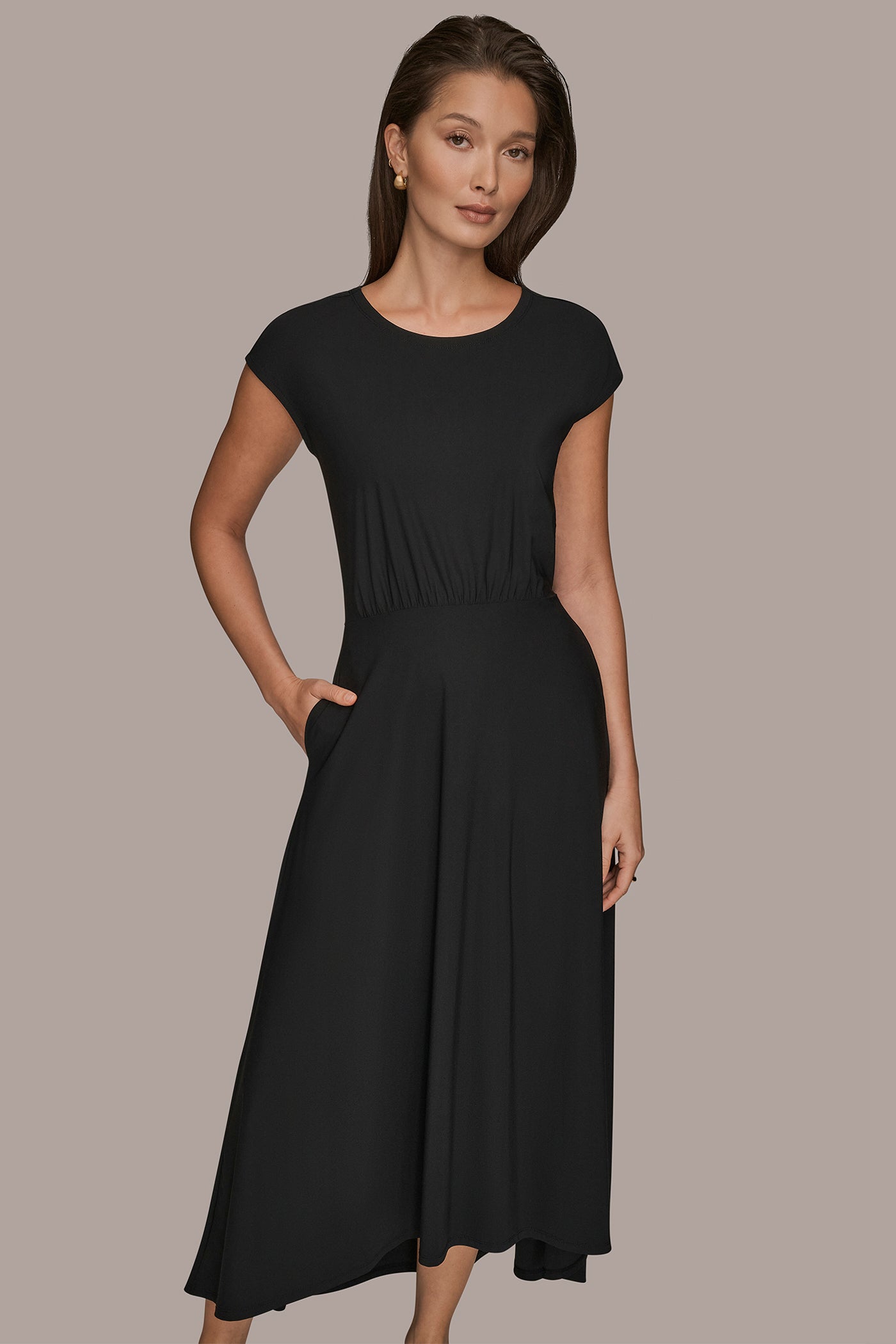 CAP SLEEVES FLARE DRESS VIEW 6 | Donna Karan Weekend CAP SLEEVES FLARE DRESS VIEW 6 | Donna Karan Weekend