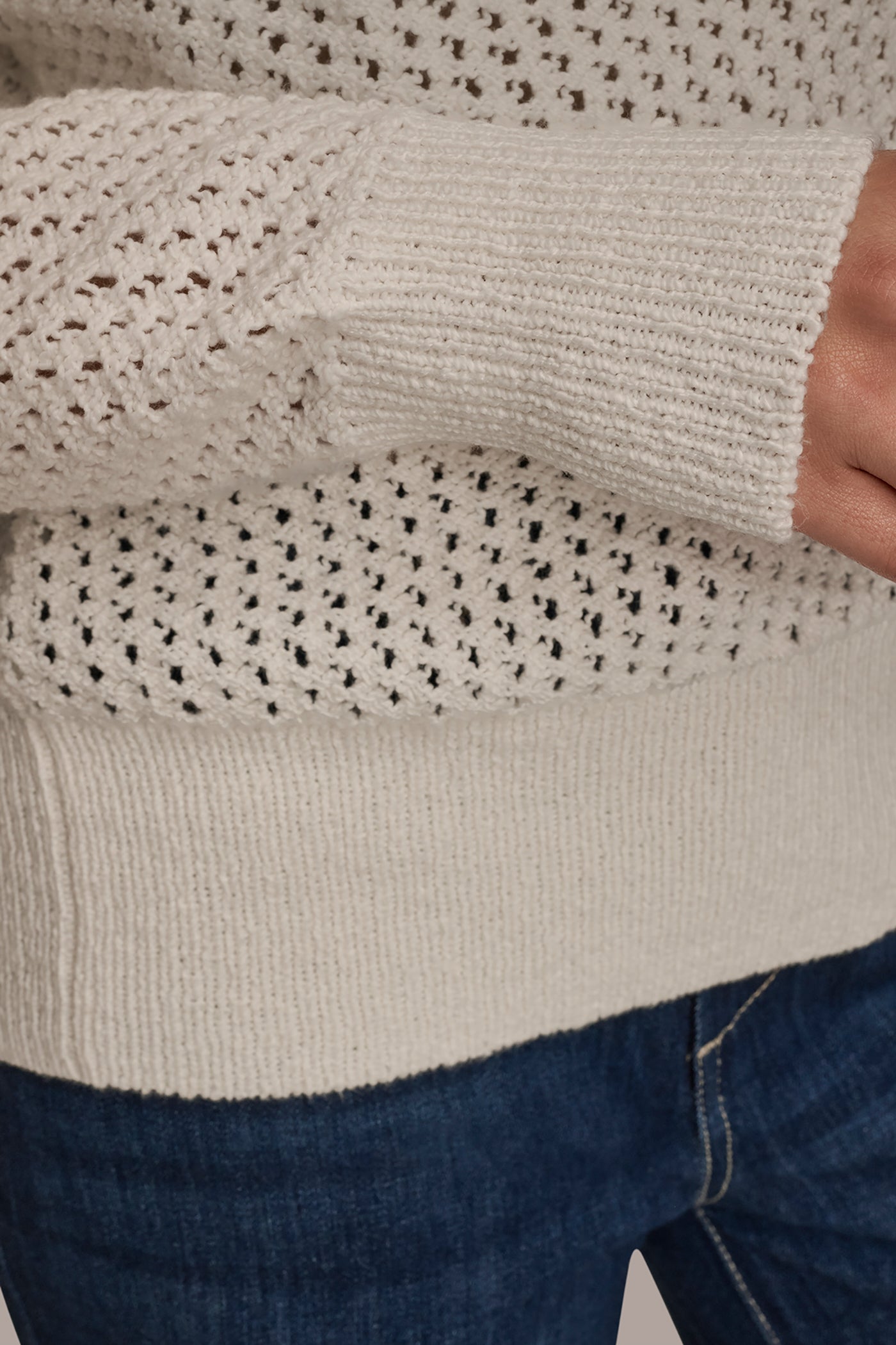 BRACELET SLEEVE OPEN-STITCH CREWNECK SWEATER VIEW 5 BRACELET SLEEVE OPEN-STITCH CREWNECK SWEATER VIEW 5
