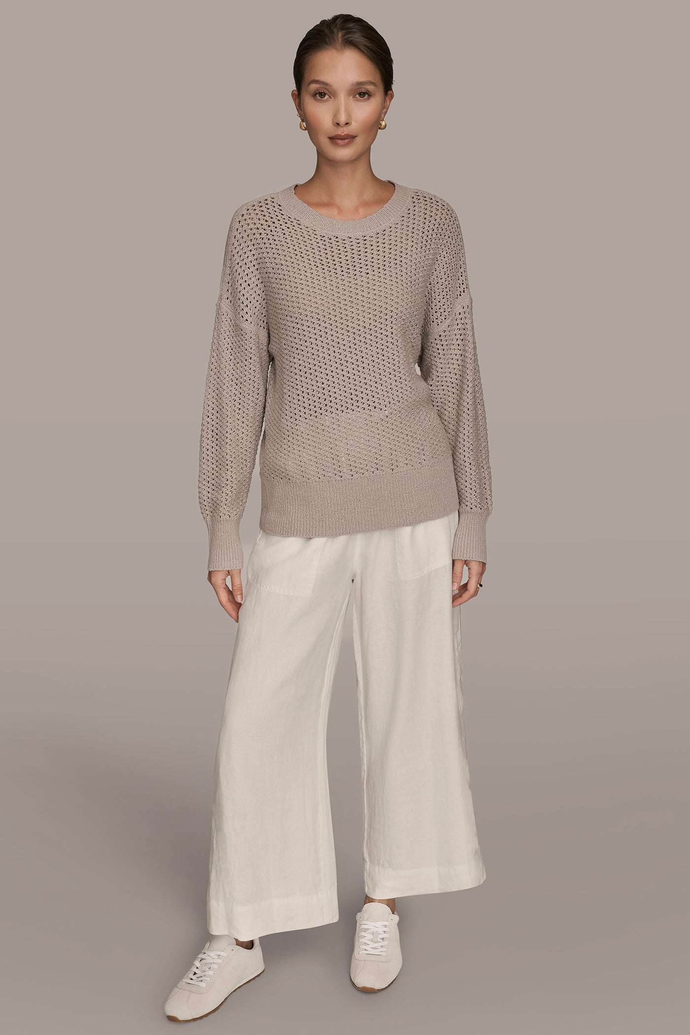 BRACELET SLEEVE OPEN STITCH CREW NECK VIEW 7 | Donna Karan Weekend BRACELET SLEEVE OPEN STITCH CREW NECK VIEW 7 | Donna Karan Weekend