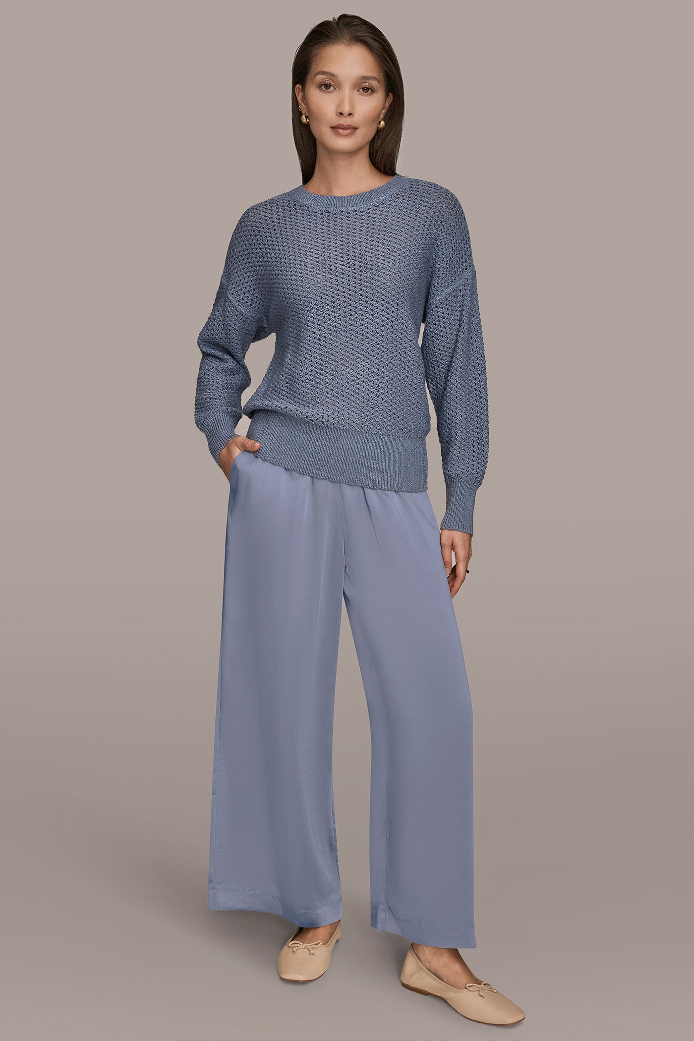 BRACELET SLEEVE OPEN STITCH CREW NECK VIEW 6 | Donna Karan Weekend BRACELET SLEEVE OPEN STITCH CREW NECK VIEW 6 | Donna Karan Weekend